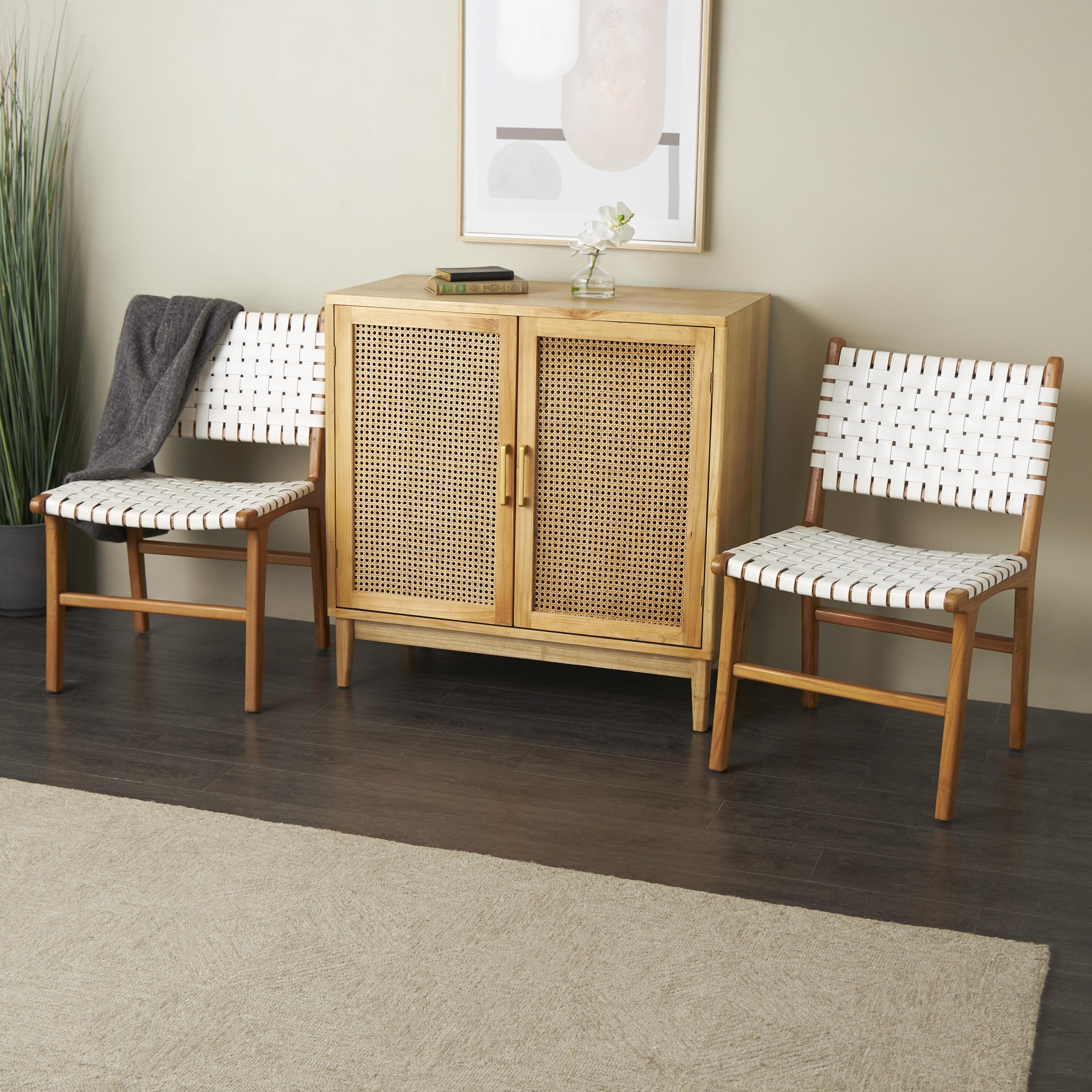 Grayson Lane 23683 Set of 2 Contemporary/Modern Genuine Leather Dining Side Chair (Wood Frame)