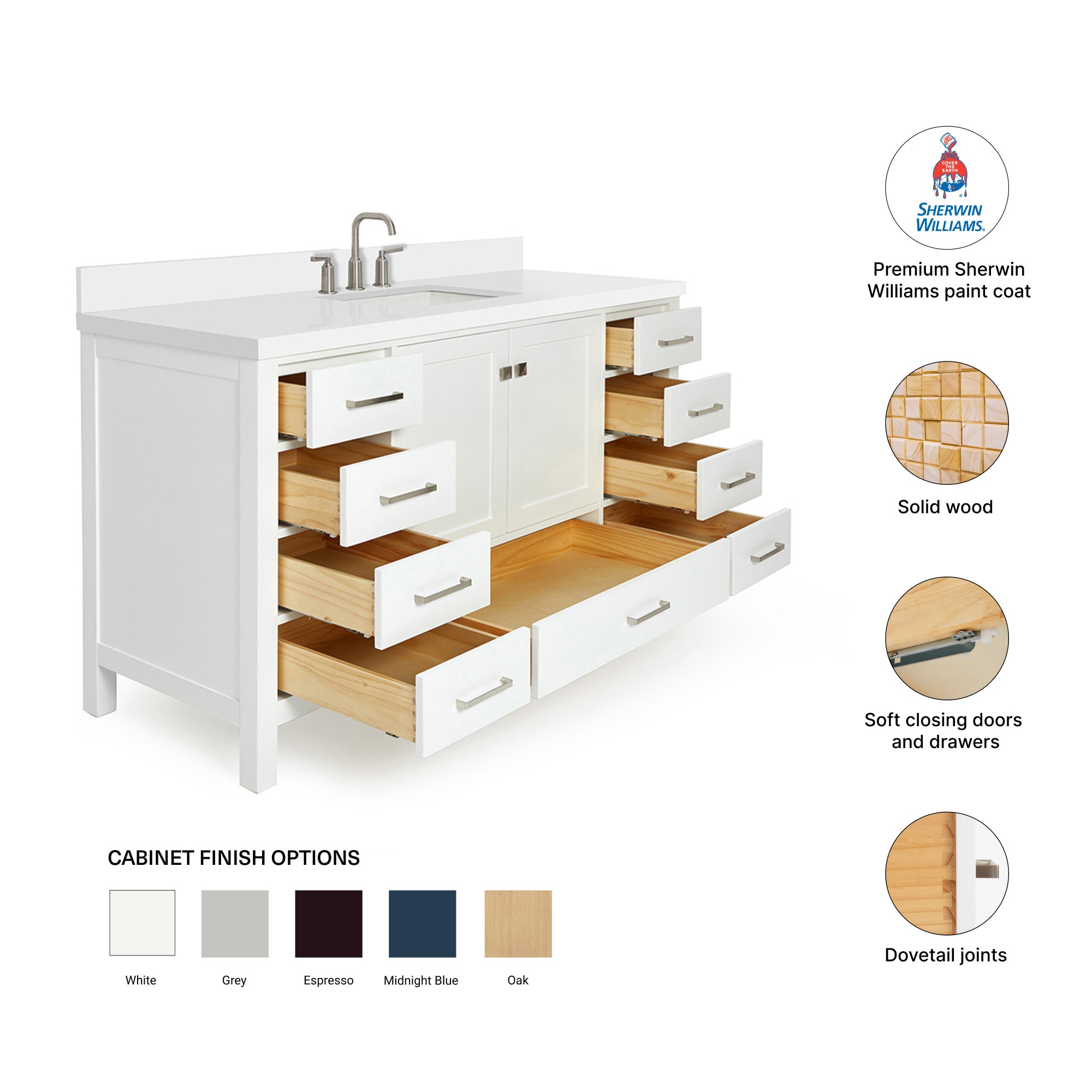 ARIEL A061SWQRVOWHT Bath-Vanity-Combo - View #4