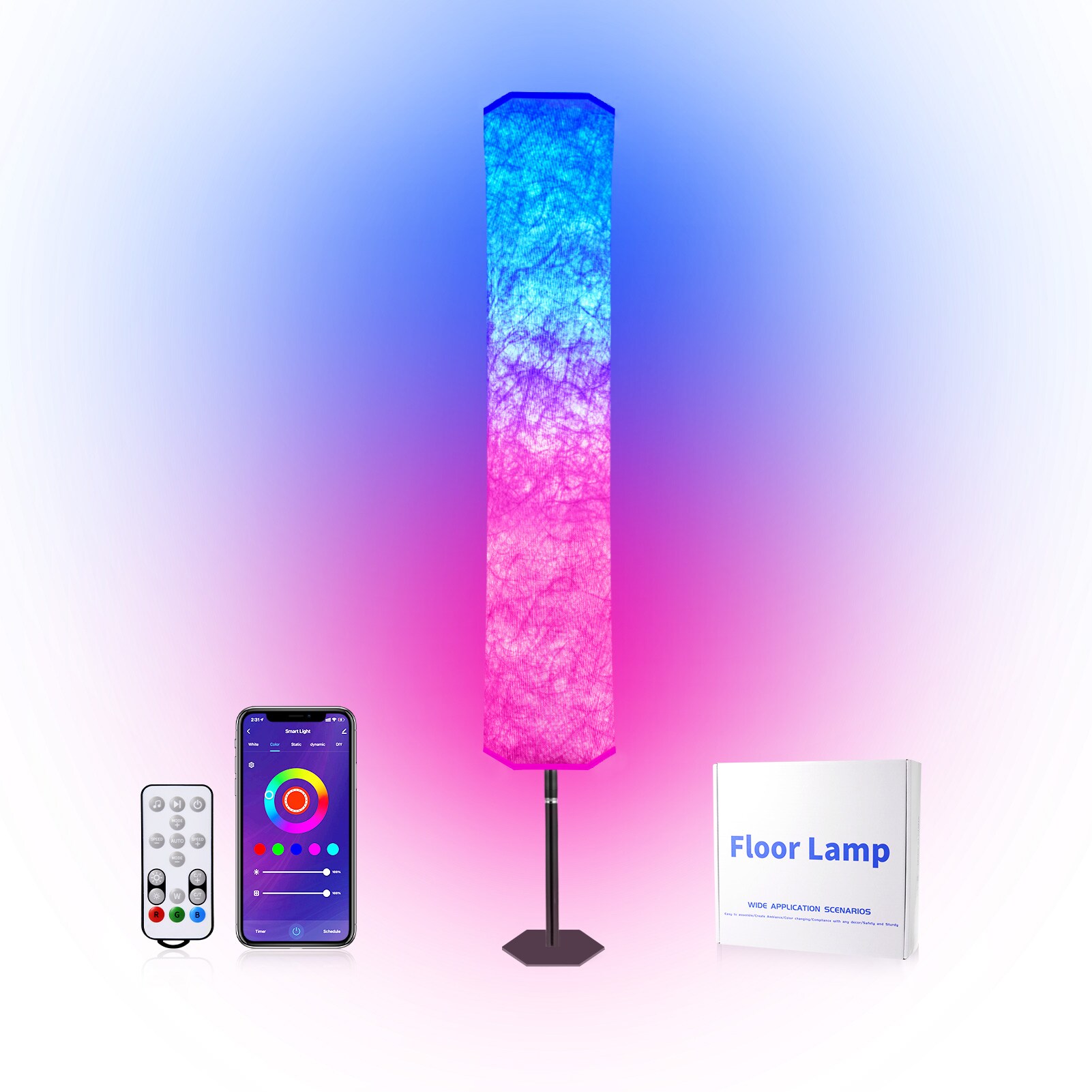 9.5 in. Black Metal Indoor RGB Integrated LED Touch Lamp with