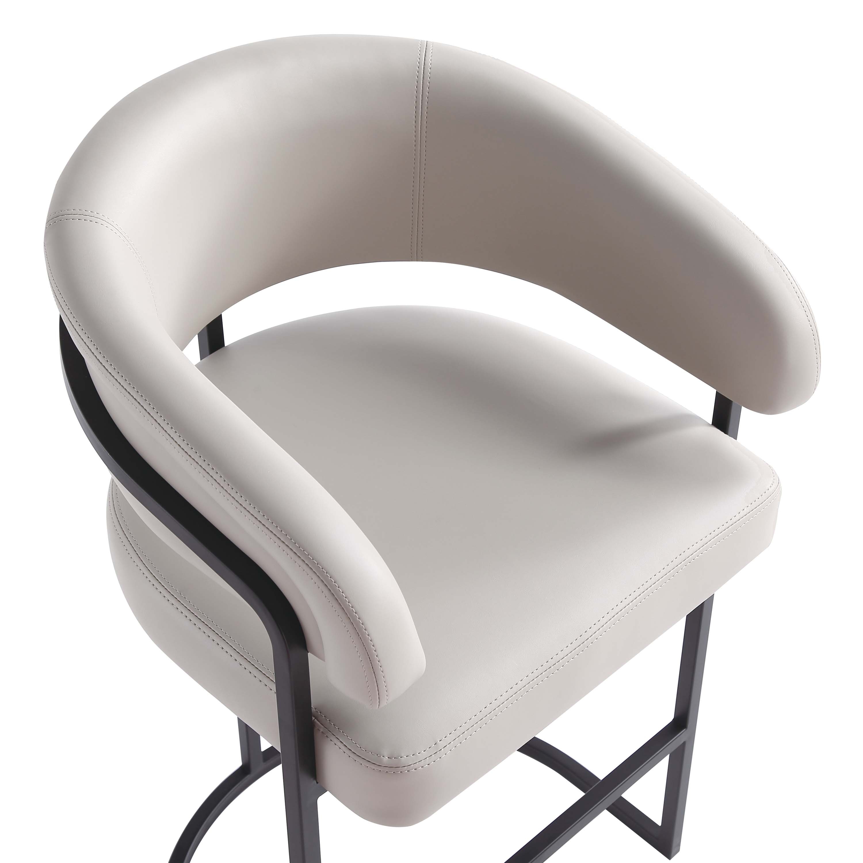 Augusta Light Gray Leatherette Upholstered Barstool with Metal Frame