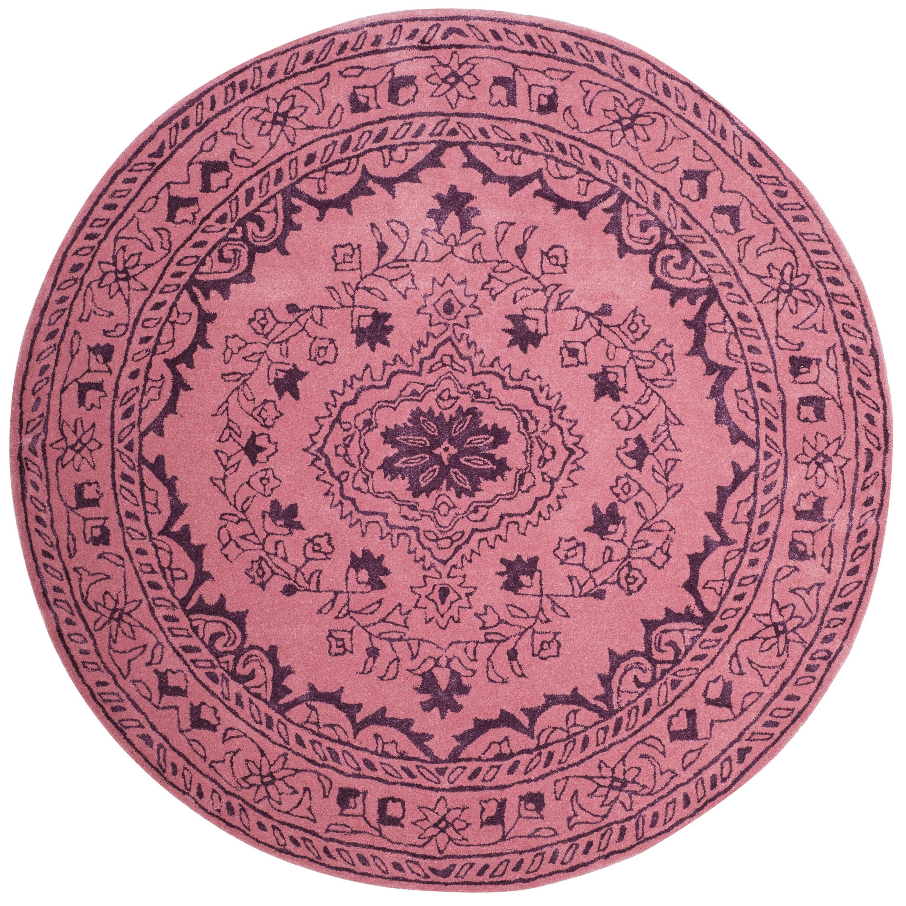 Safavieh Glamour Juno 6 X 6 (ft) Pink Round Indoor Floral/Botanical Vintage  Area Rug in the Rugs department at