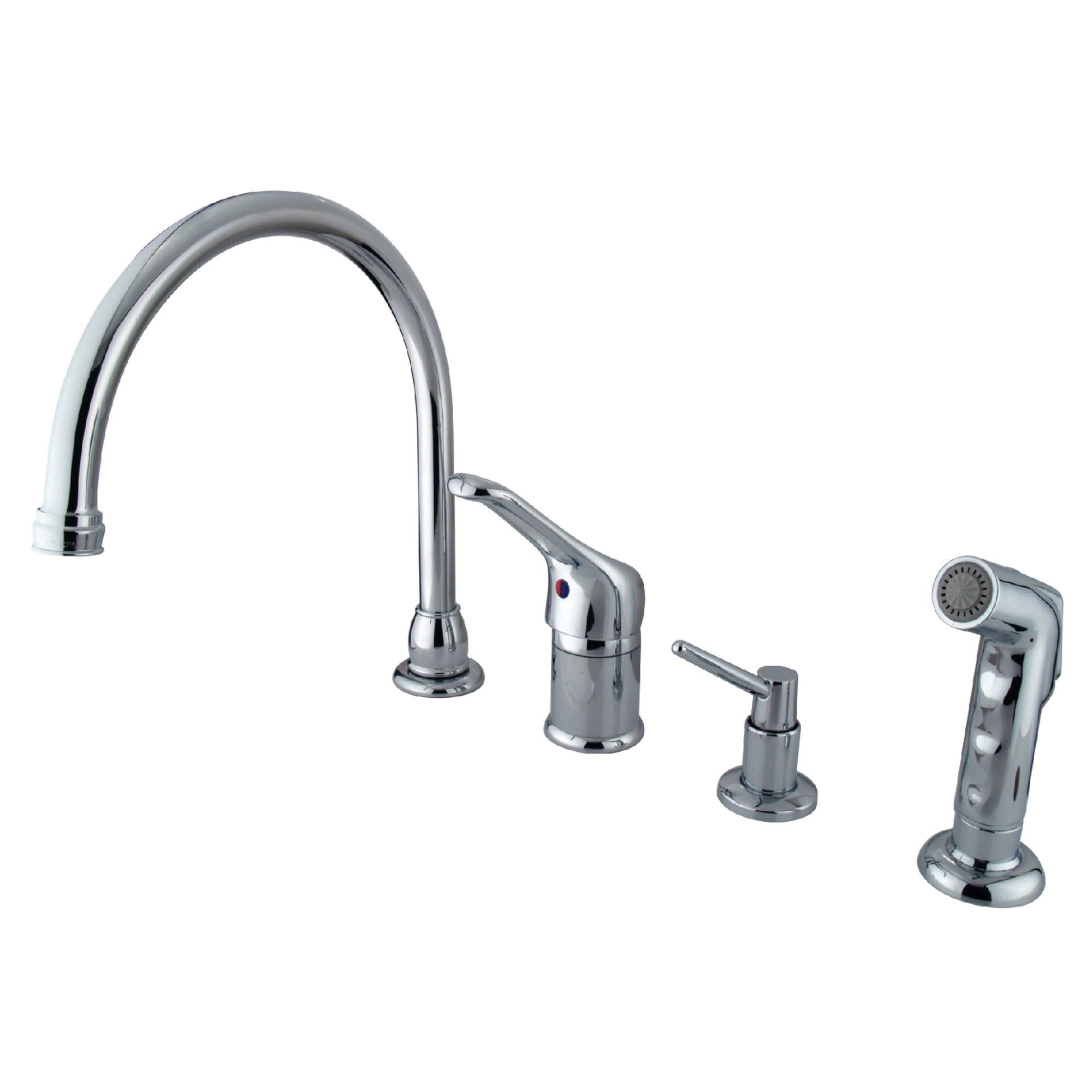 Elements of Design EB811K1 Chrome Single Handle Deck-mount Kitchen Faucet (Soap Dispenser Included) ( Side Sprayer Included )