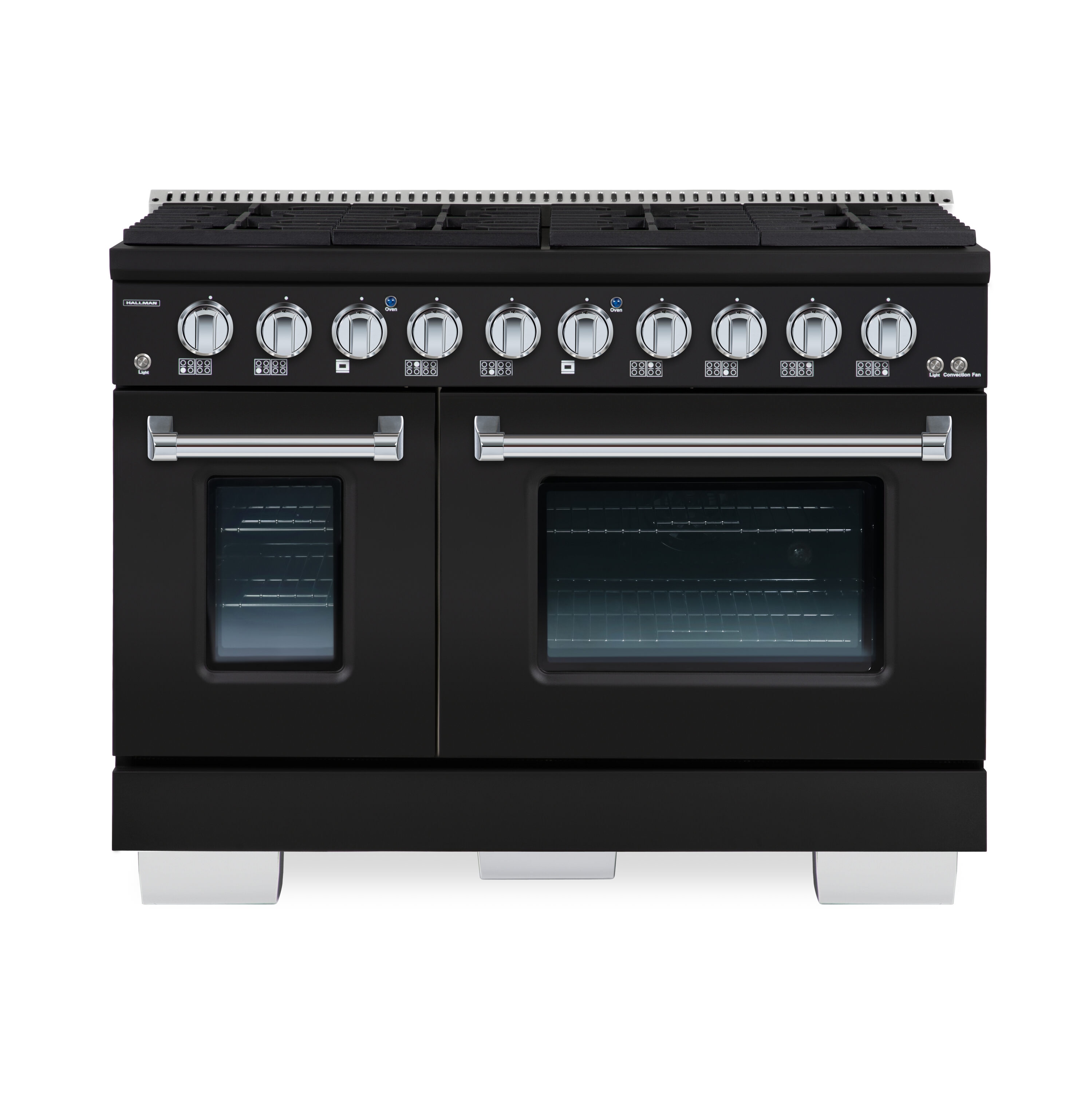 Hallman HBRDF48CMMG 48-in 4.2-cu ft / 2.5-cu ft Convection Oven Freestanding Double Oven Dual Fuel Range ( Matte Graphite )