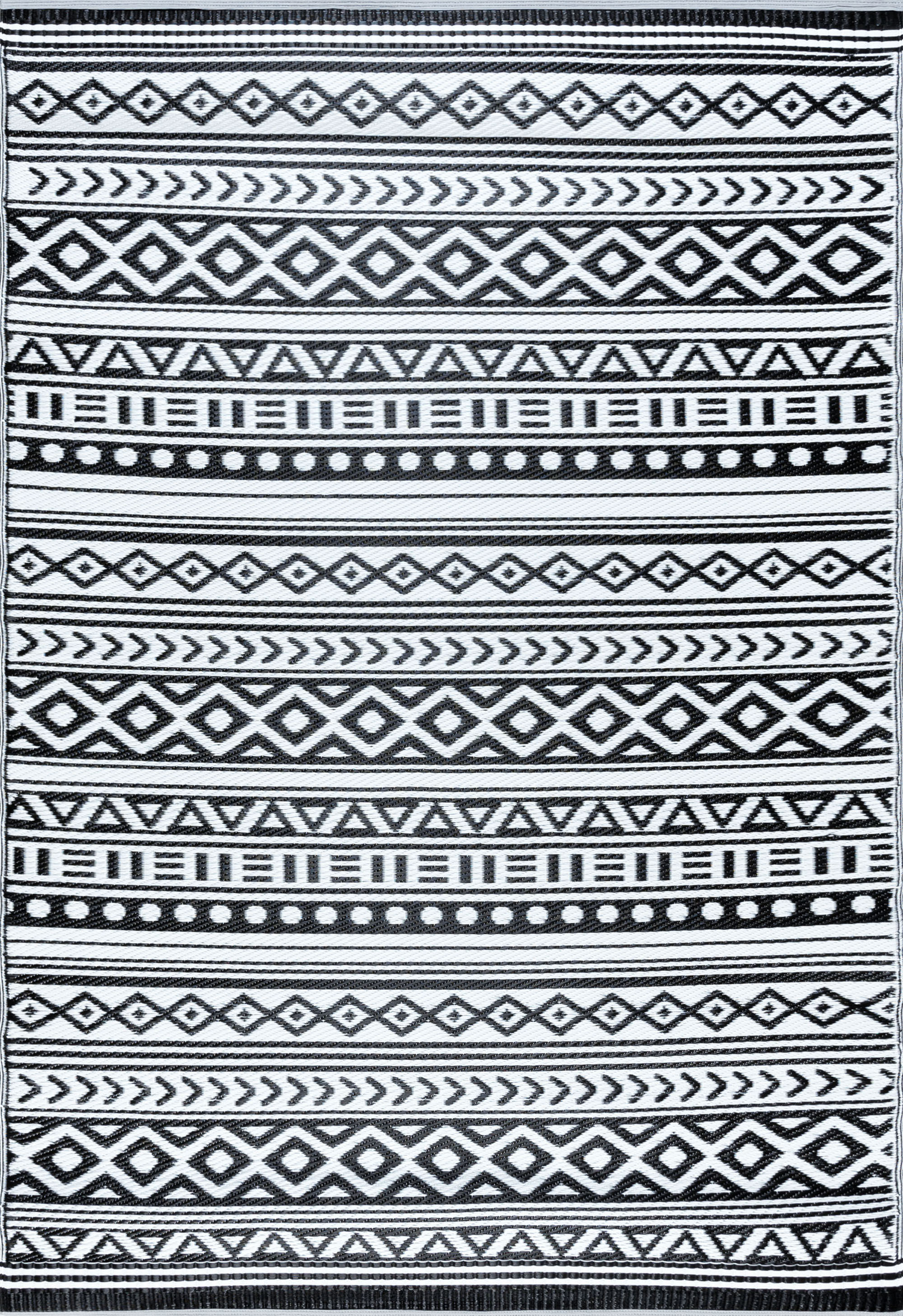 Tayse 9 X 12 Black Outdoor Stripe Coastal Area Rug in the Rugs department  at