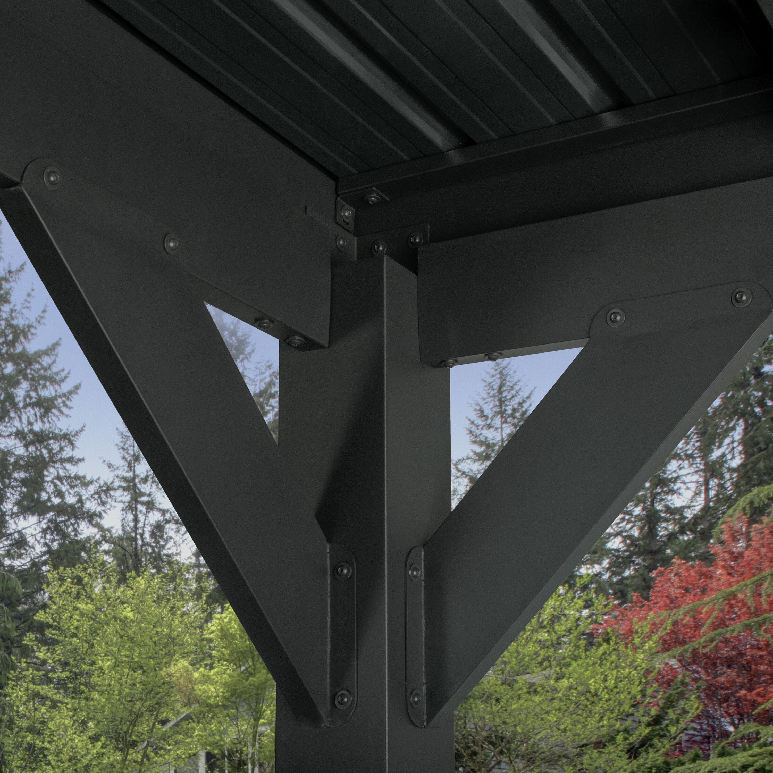 Stonebridge Black Galvanized Steel 20x9.5 Gazebo with Sloped Roof
