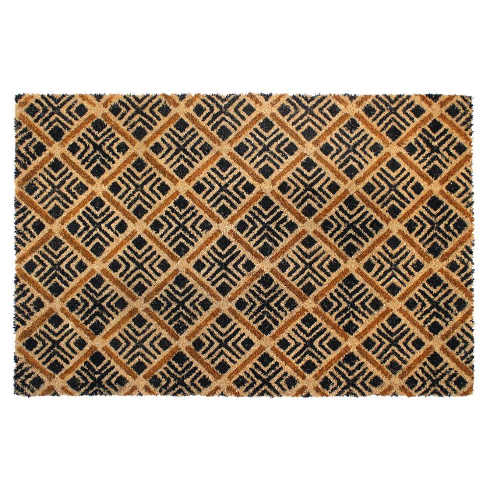 Zig Zag Geo Diamond Coir Doormat 2 x 3 Jute Black Indoor/Outdoor ...