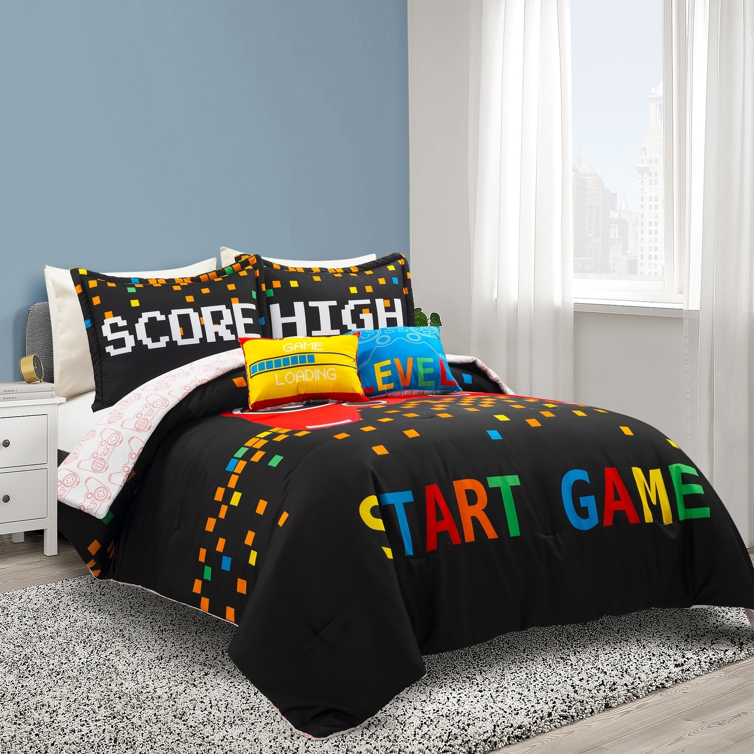 Lush Decor 21T013410 Black Graphic print Reversible Full/Queen Comforter