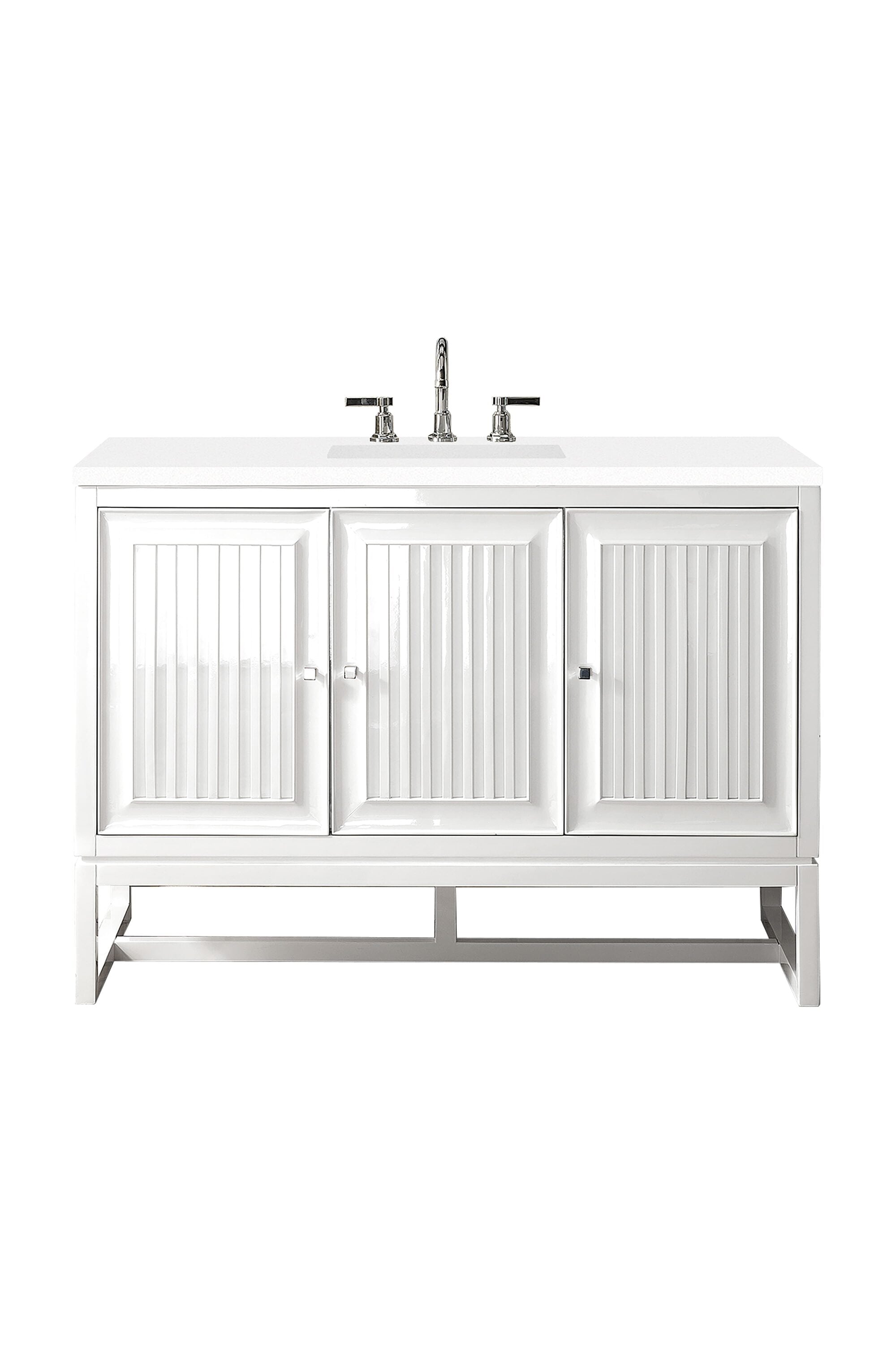 James Martin Vanities - James Martin E645-V48-GW-3WZ Single Vanity Cabinet Glossy White with Quar...
