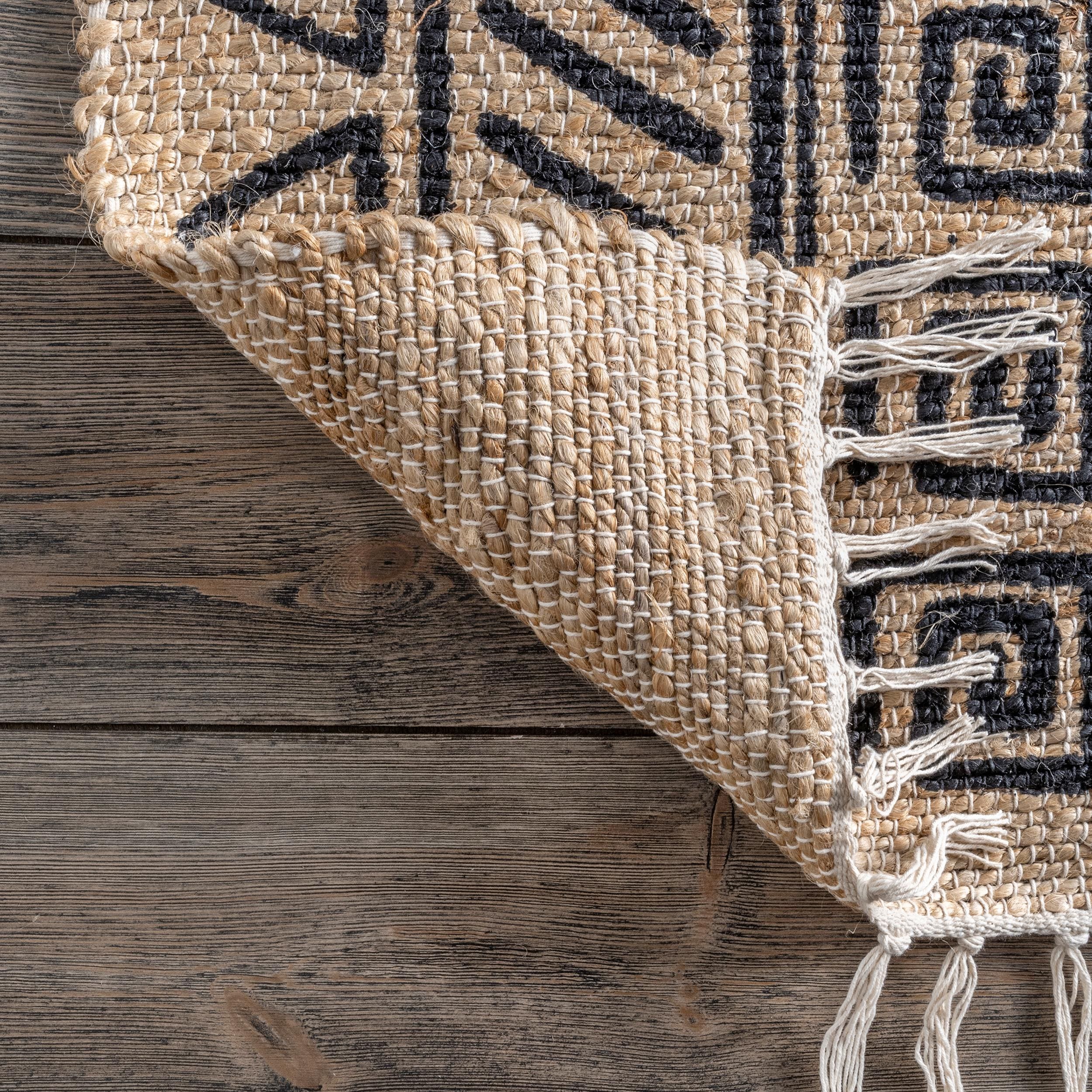 Handmade Rectangular Natural Cotton Stripe Area Rug 5x8 ft