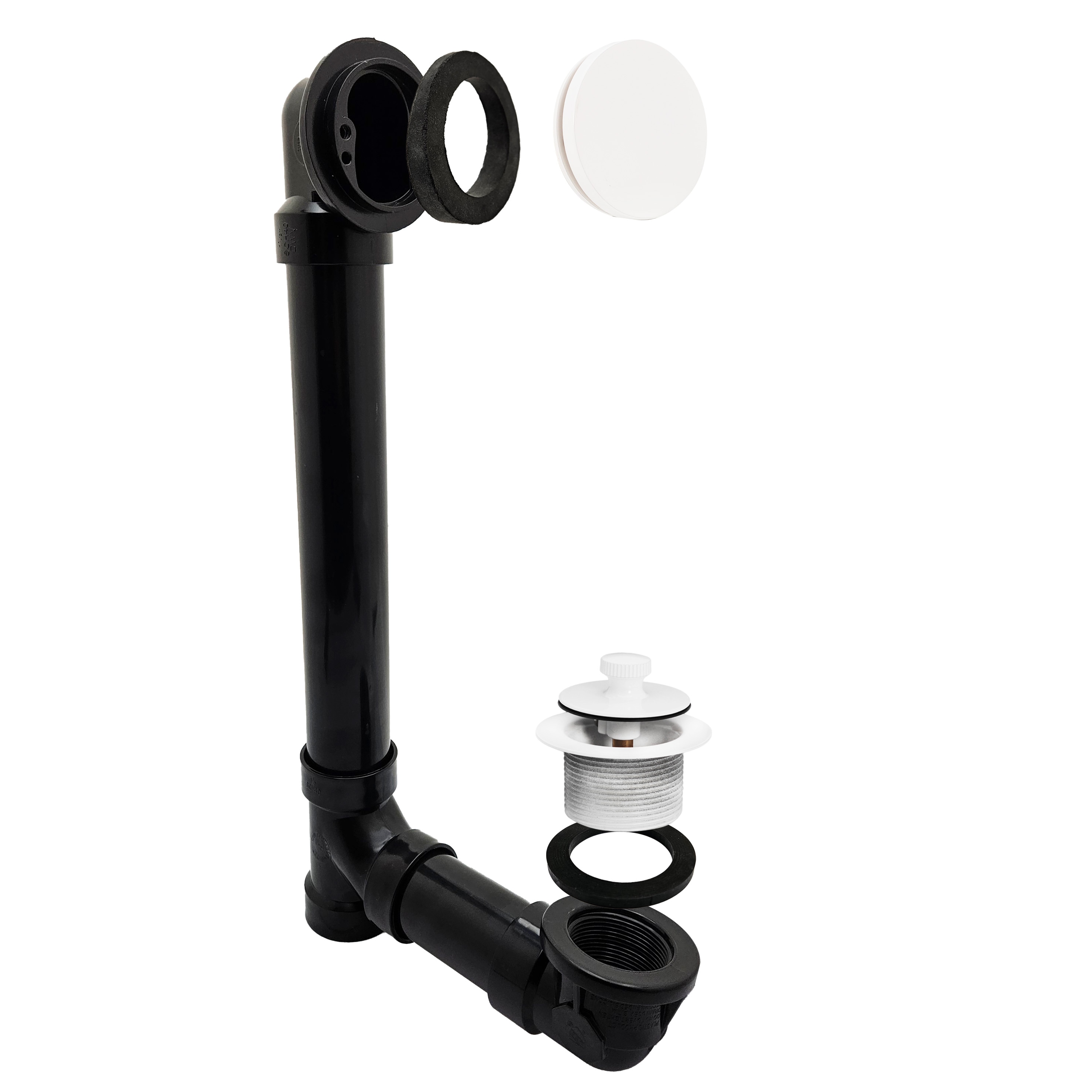 WESTBRASS 494144H-50 Bath Waste Illusionary Face Plate with Lift and Turn Drain 14 In. Make-up, Sch 40 Abs Black In Powder Coat White