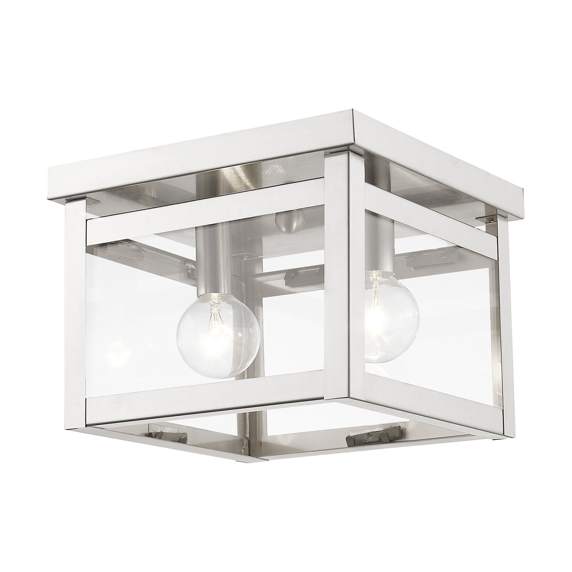 Livex Lighting Milford 2 - Light Brushed Nickel / Silver Shabby Chic / Transitional Incandescent Steel Flush Mount Light