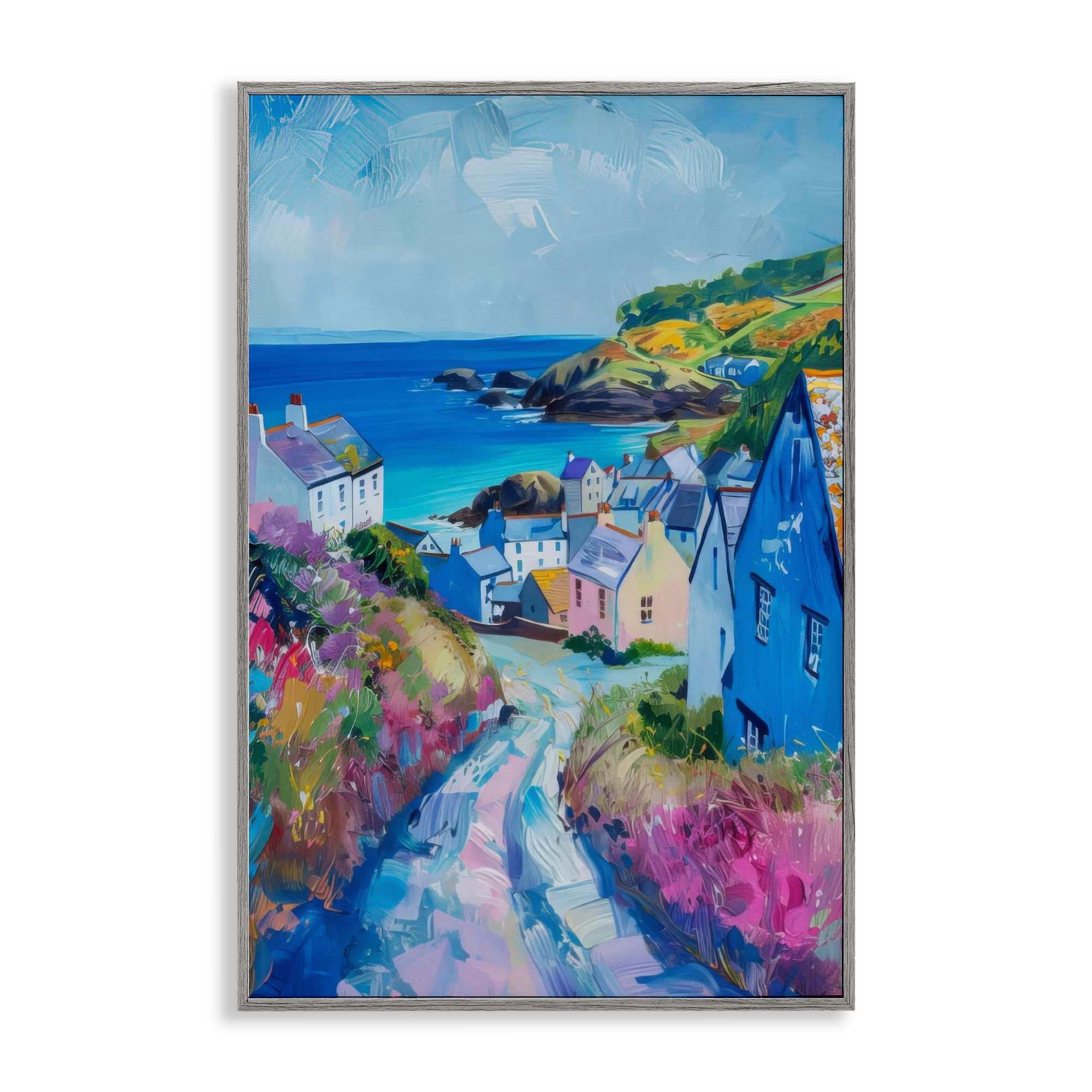 Stupell Industries BT-727-GFF-12X18 Seaside Town Overlook Framed Giclee design by LSR Design Studio