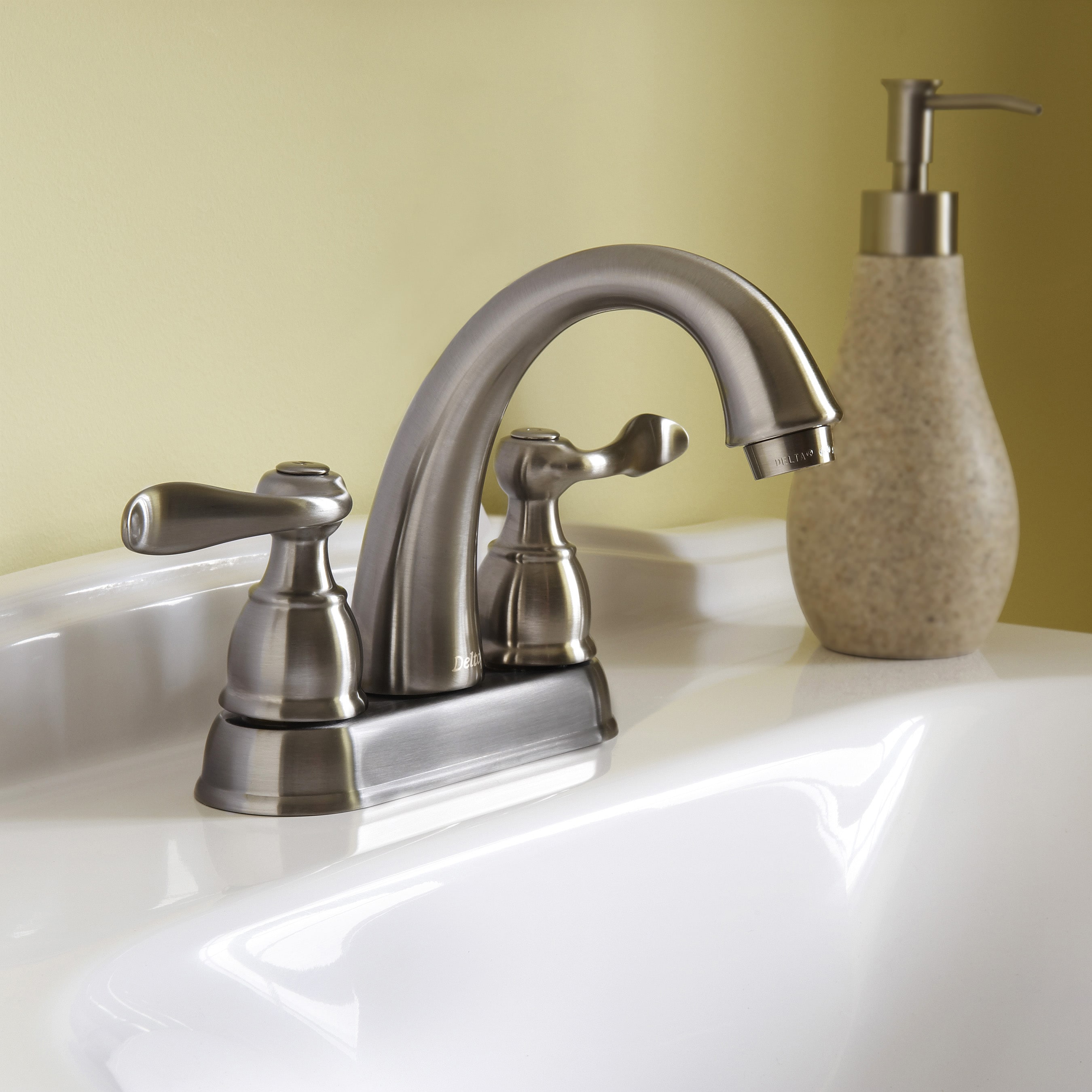 Delta Windemere Brushed Nickel 2-handle 4-in Centerset WaterSense ...