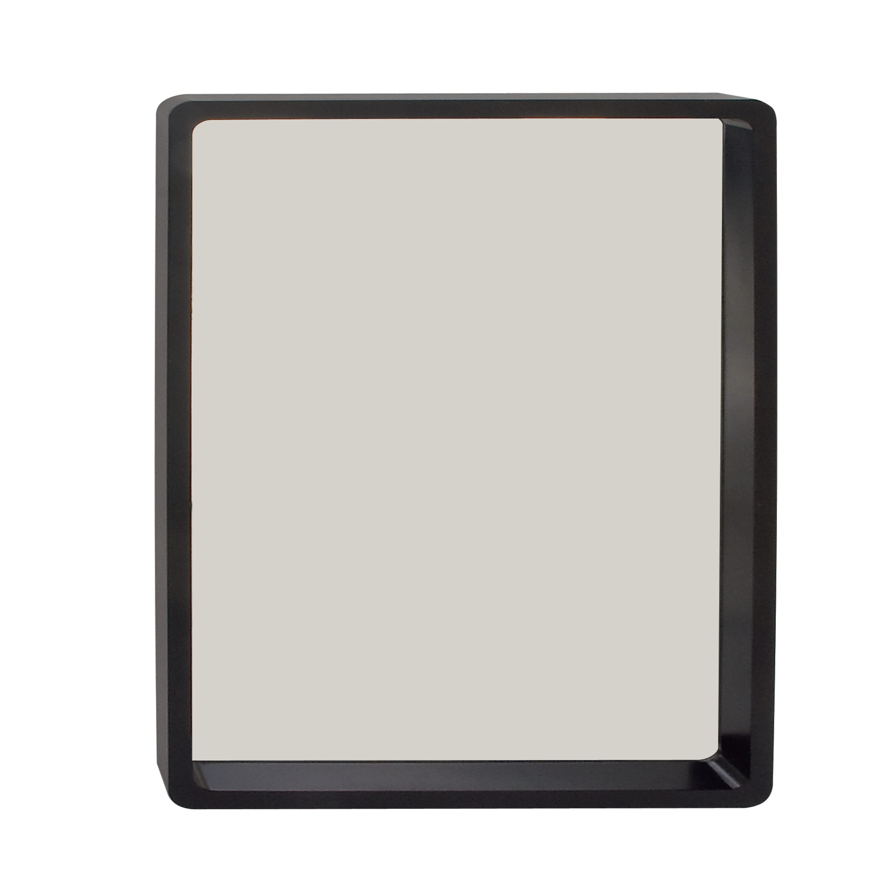 Elegant Matte Black Solid Wood Rectangular Wall Mirror 24" x 36"