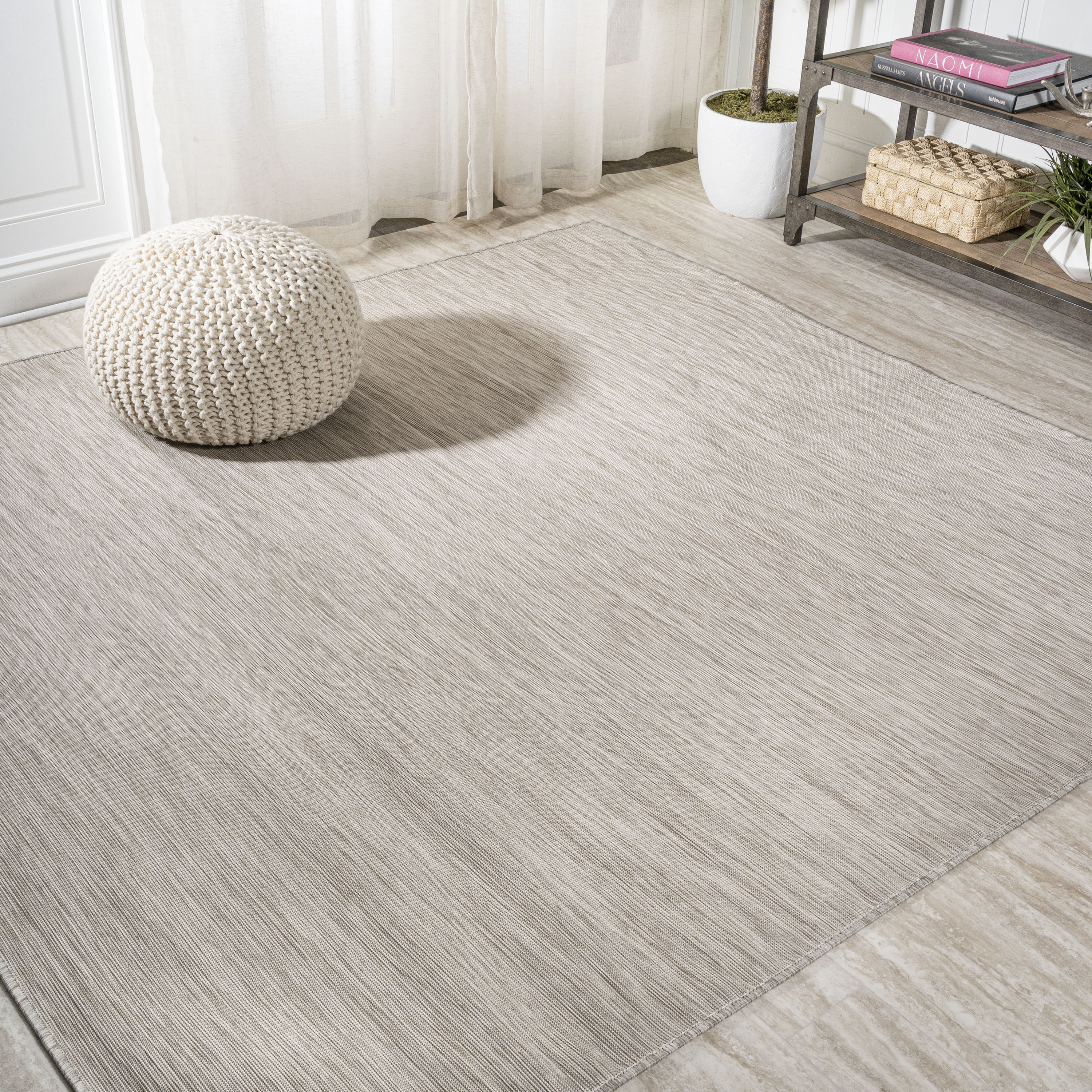 JONATHAN  Y TSN100E-6SQ TUSCAN SUN Ethan Flatweave 6 x 6 (ft) Loomed Polypropylene Light Gray Square Indoor/Outdoor Solid Coastal Area rug