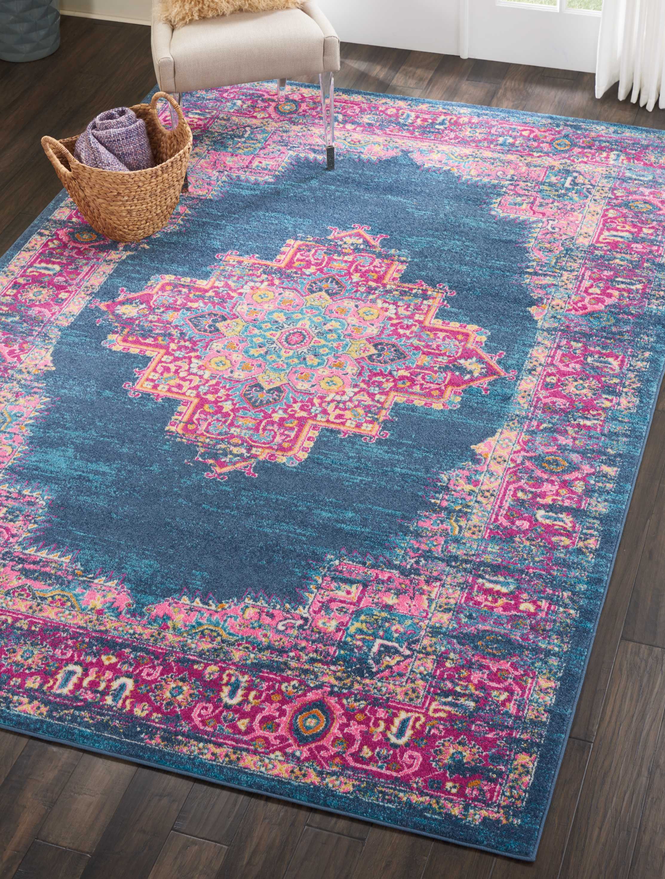 Nourison 99446397225 Passion 6 x 9 (ft) Polypropylene Blue Rectangular Indoor Abstract Bohemian/Eclectic Area rug