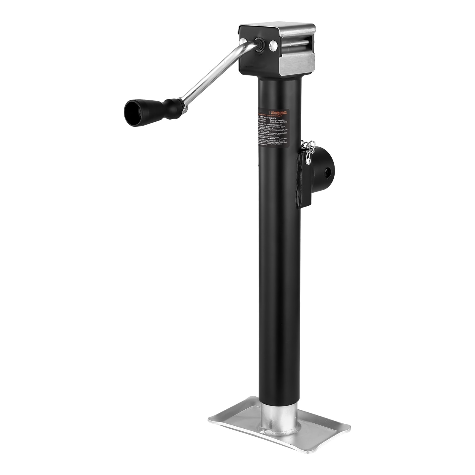 Mecale 5000-lb Manual Trailer Tongue Jack Weld-On Pipe-Mount Drop-Leg Jack Stand with Crank Handle for RV Trailer