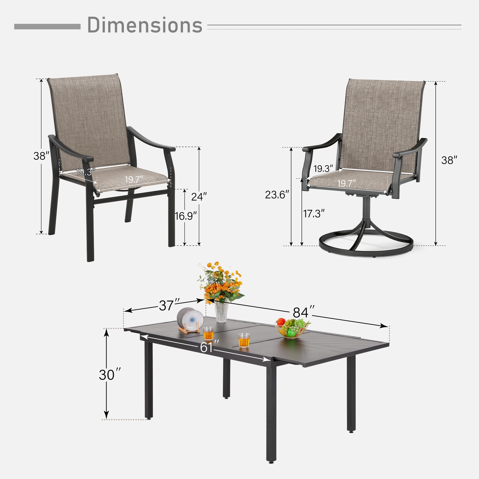 Sunshine Valley TC7-115-4 Patio-Dining-Sets - View #7