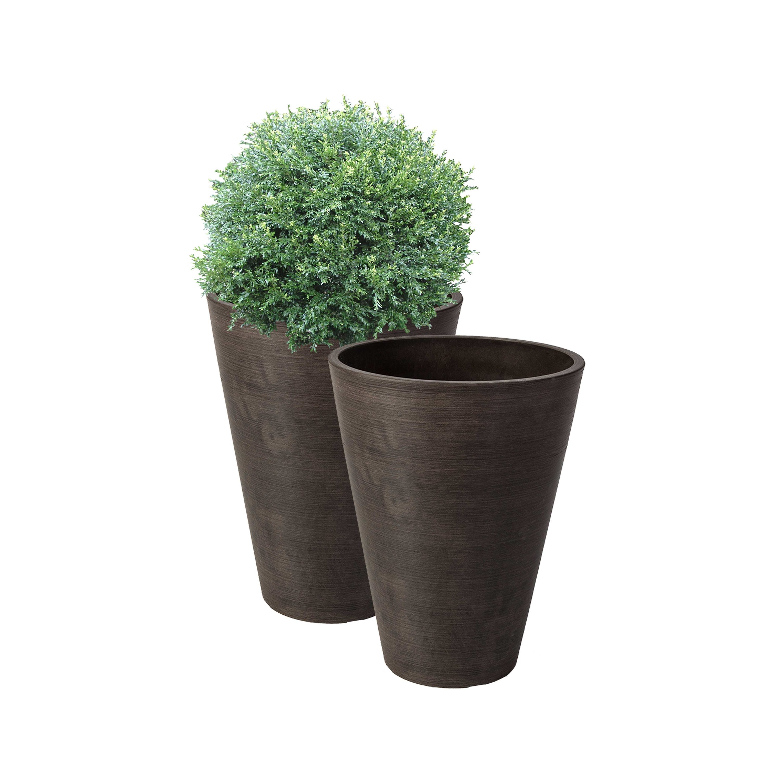 Algreen Products 16126 2 -Pack Round 13.0-in W x 13-in H x 13-in D Brown Mixed/Composite Indoor/Outdoor Planter