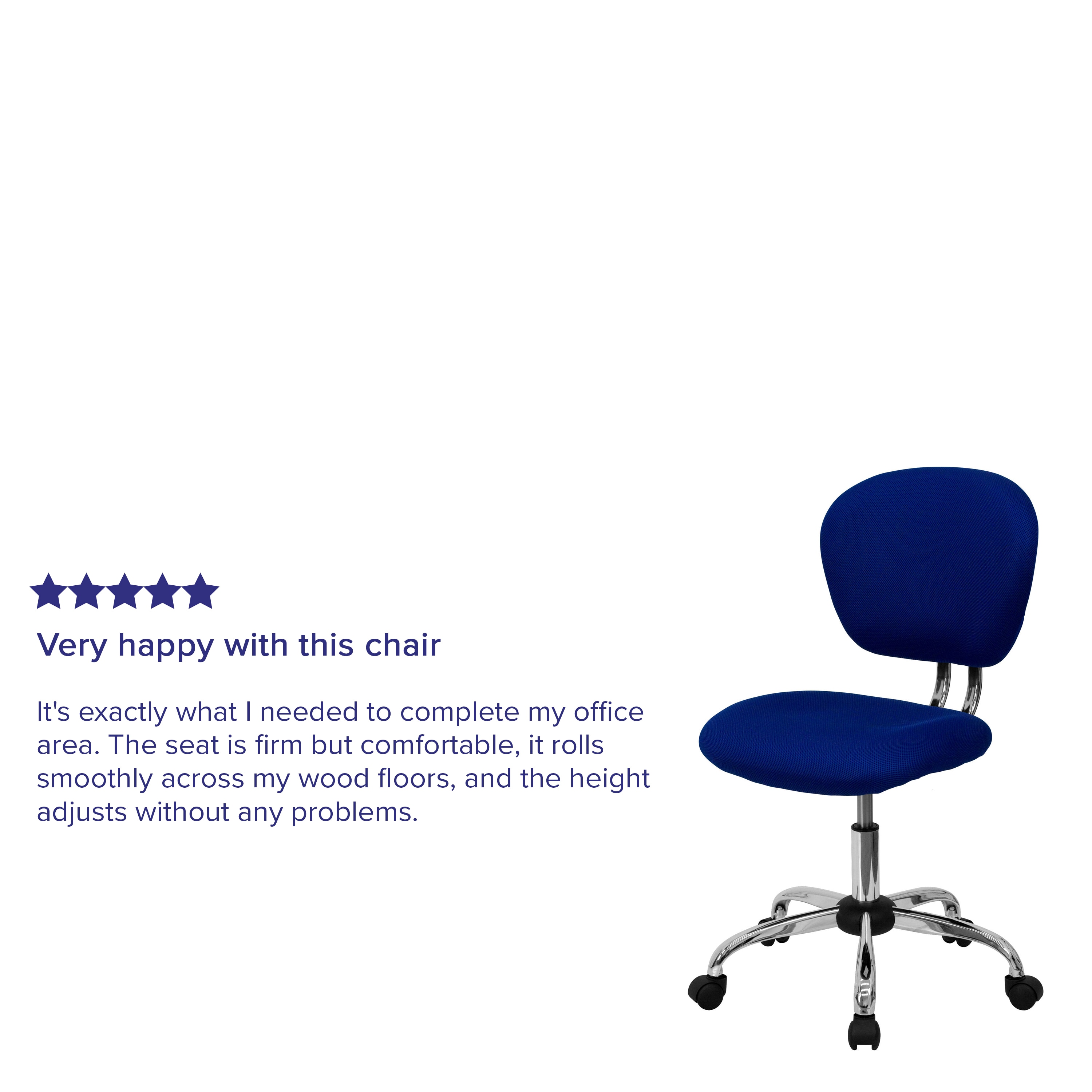 Blue Mesh Mid-Back Swivel Task Chair with Chrome Base