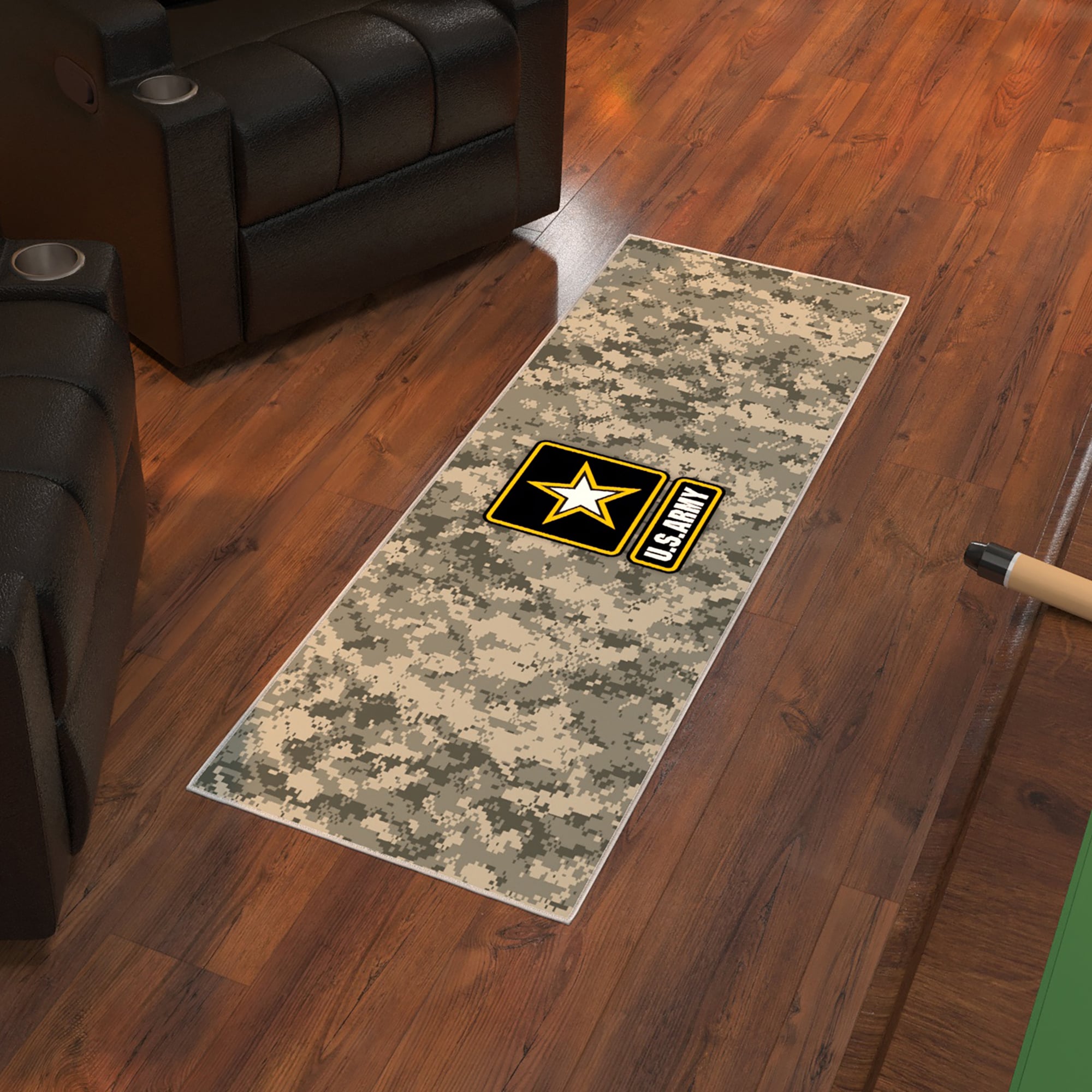 Ottomanson SRB7809-20X59 US ARMY Rug For Man Cave Decor 2 x 5 (ft) Loomed Polyester Multi/Black Rectangular Indoor Abstract Runner rug