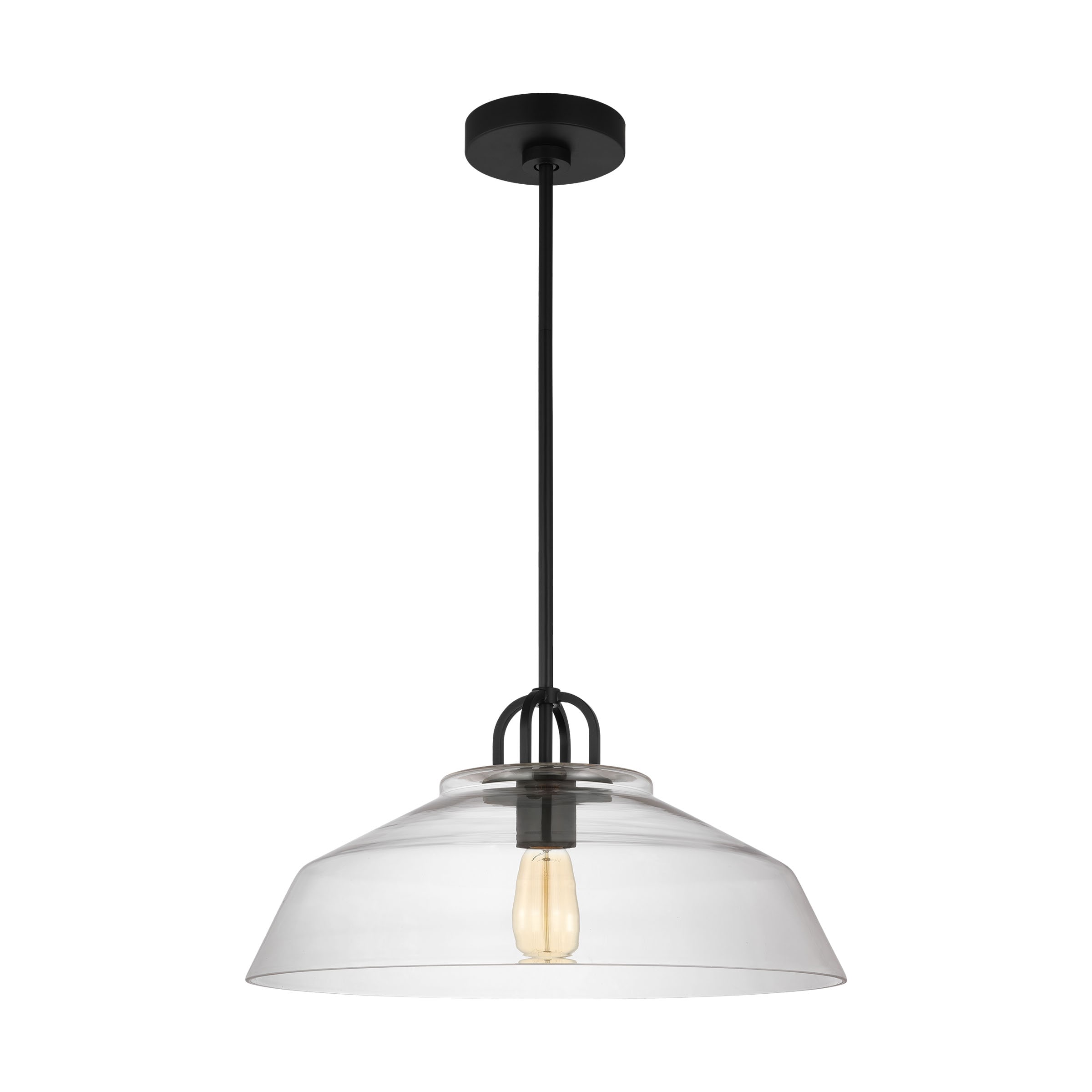 Midnight Black Clear Glass Industrial Pendant Light