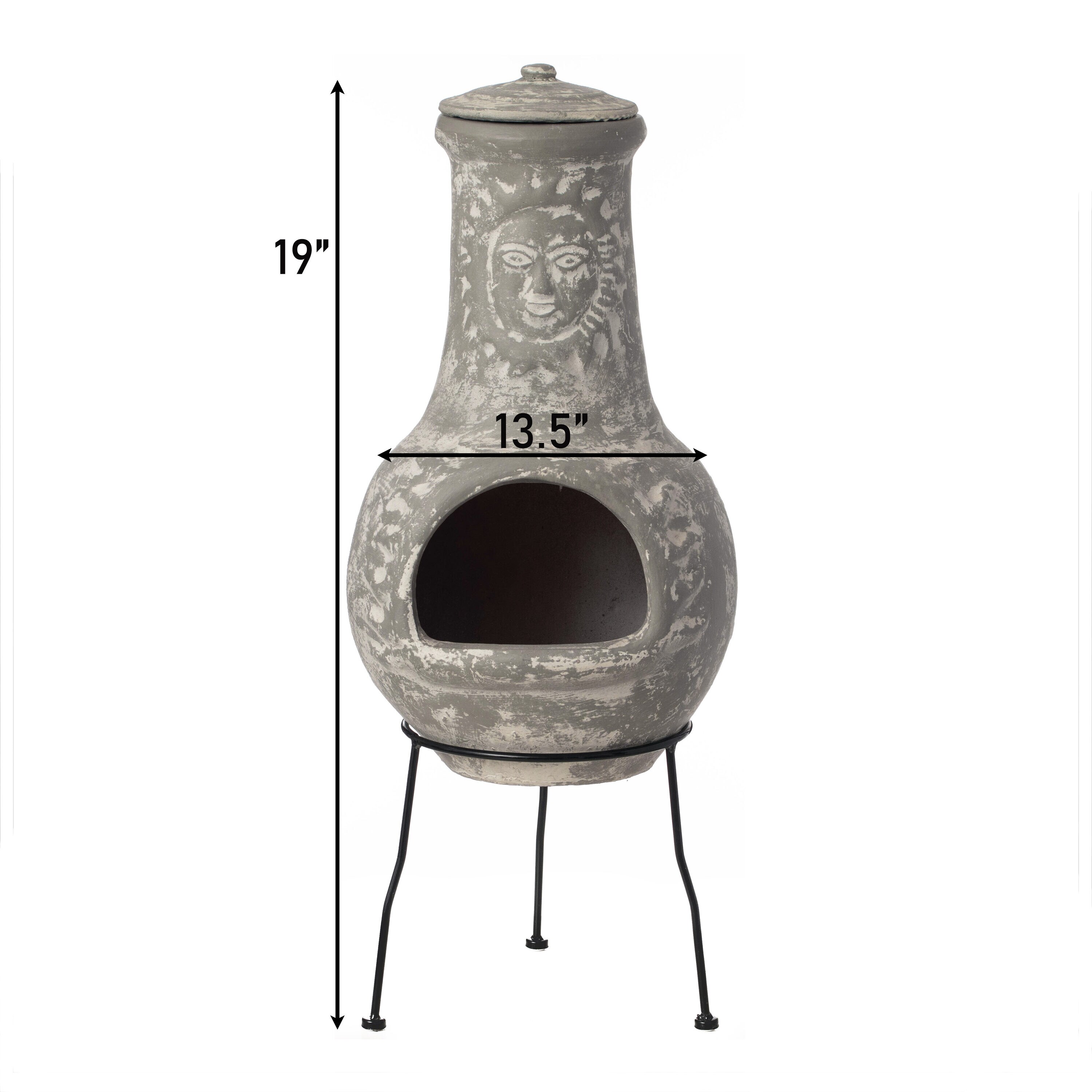 Vintiquewise 13.5-in W Gray Clay Wood-Burning Fire Pit in the Wood ...