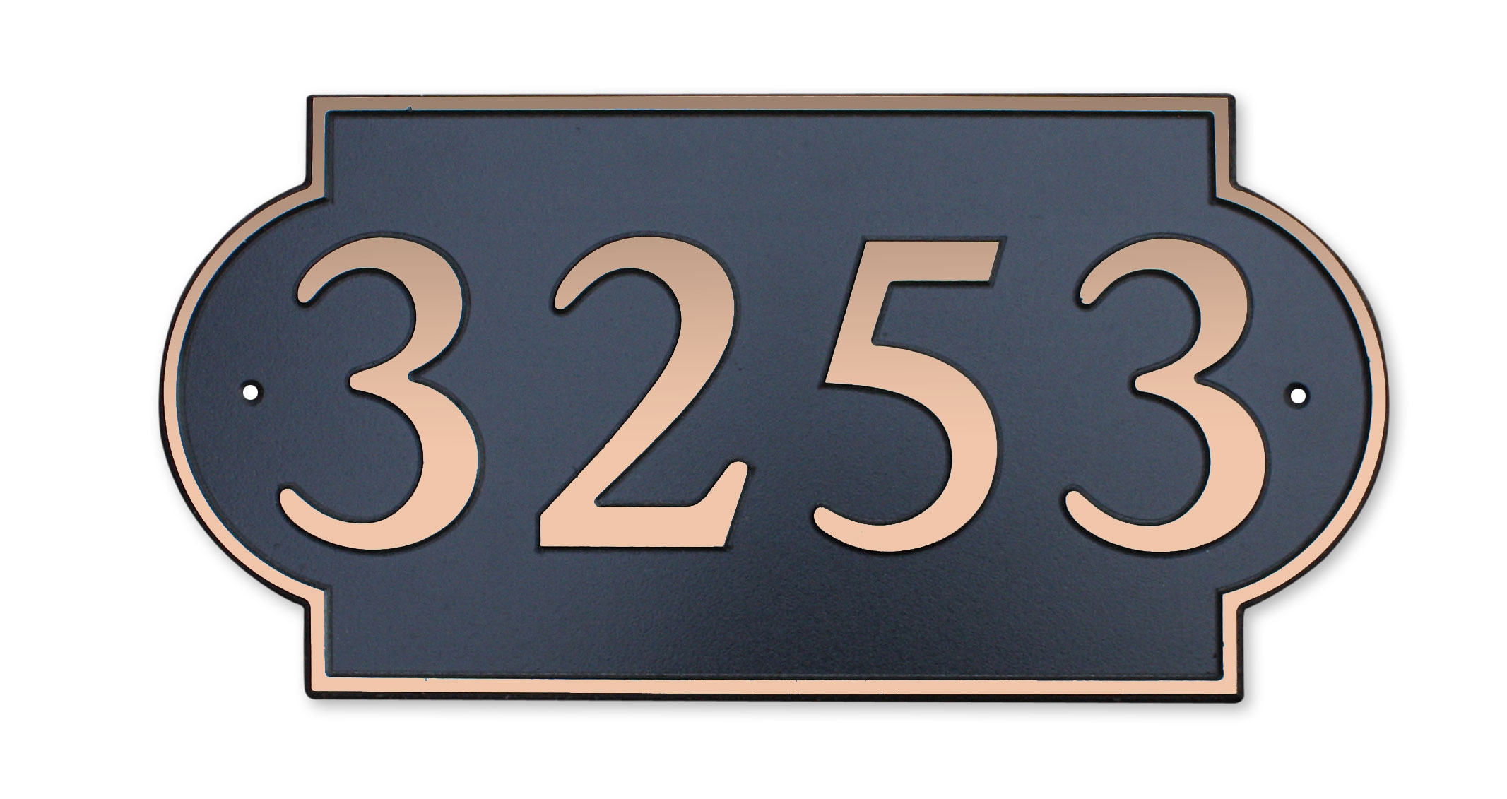 Dekorra 652H-L-CB Wheaton-Large 8-in H x 16-in W Copper On Black Plastic Address plaque