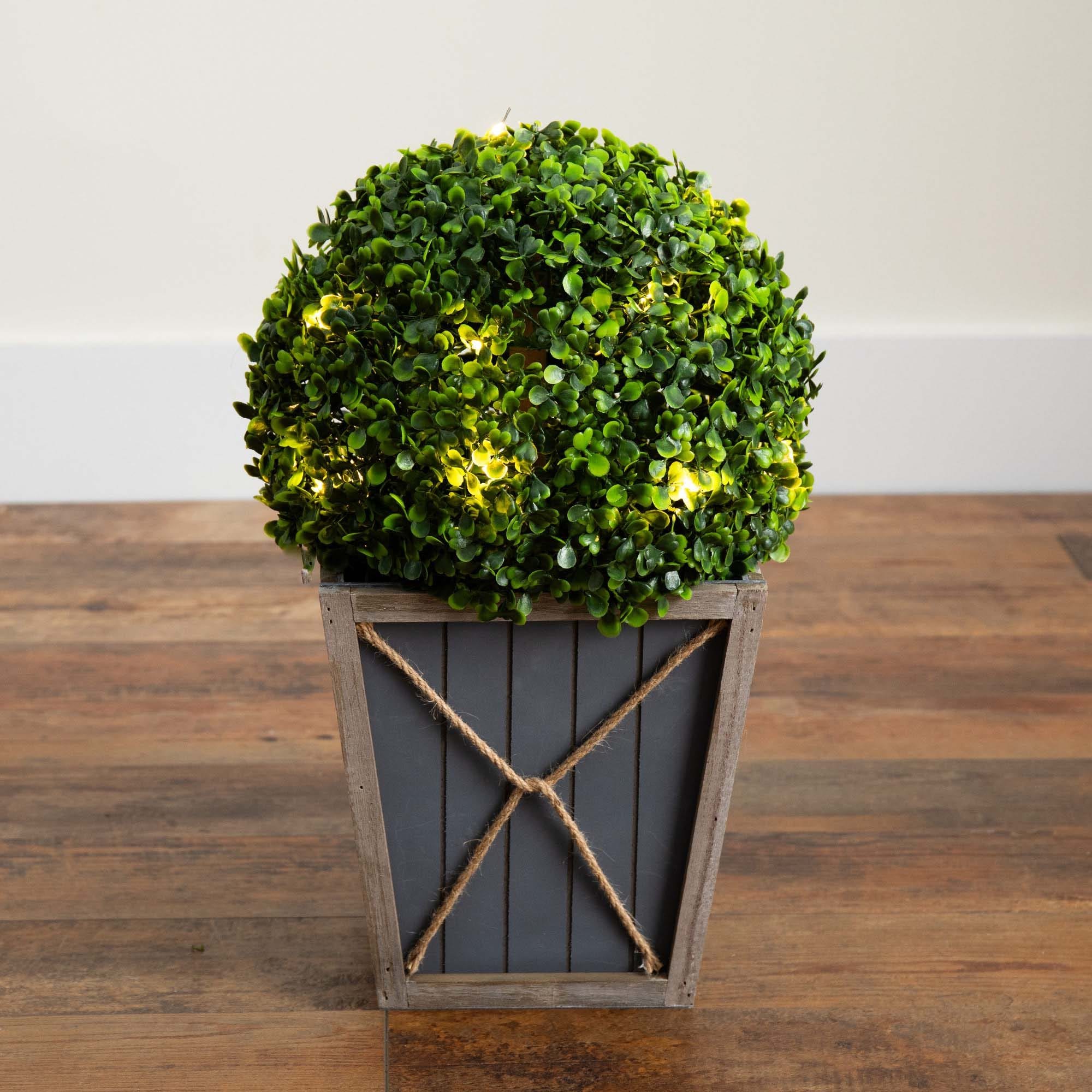 Nearly Natural 18-in Green Indoor/Outdoor Boxwood Artificial Tree in ...