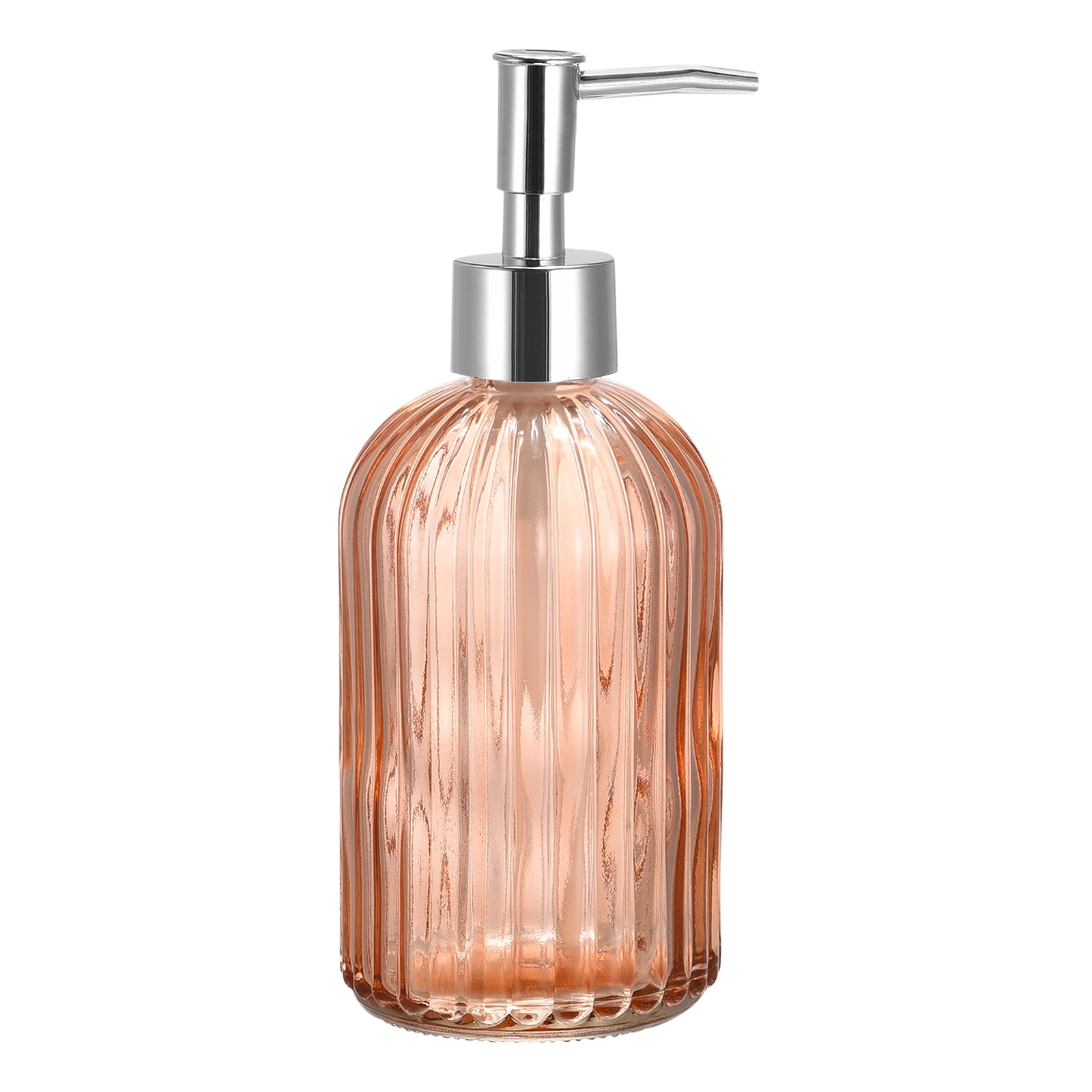 Unique Bargains Soap Dispenser 13.5Oz Glass Dish Hand Soap Dispenser with Silvery Pump for Kitchen Bathroom Orange