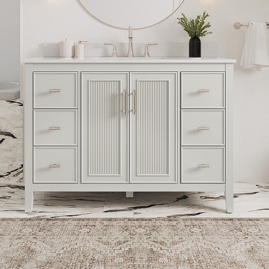Style Selections Alaia 30-in Muse Gray Undermount Single Sink Bathroom Vanity with White Engineered Stone Top Style Selections Alaia 30-in Muse Gray Undermount Single Sink Bathroom Vanity with White Engineered Stone Top