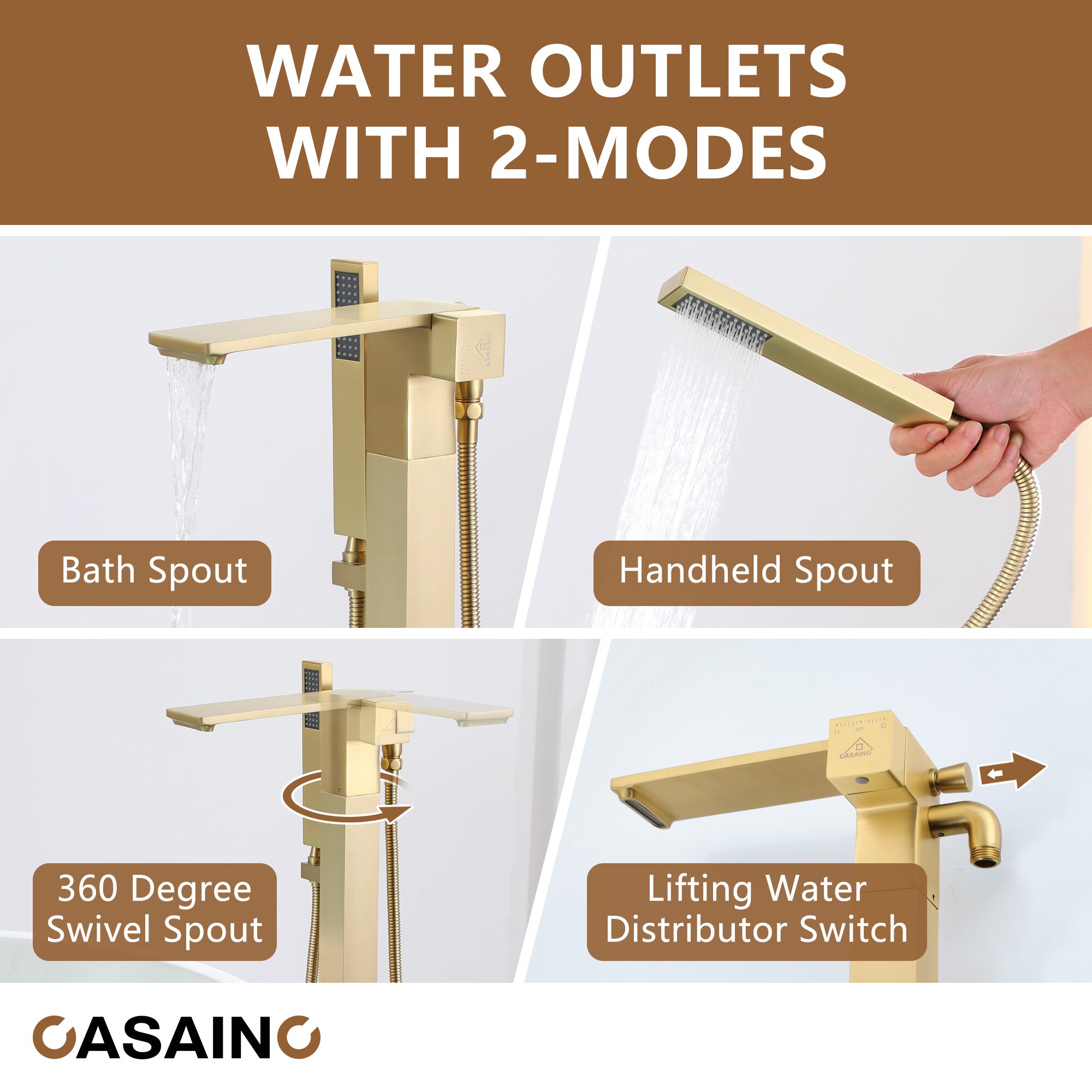CASAINC KCLT0057-BG Roman-Tub-Faucets - View #6