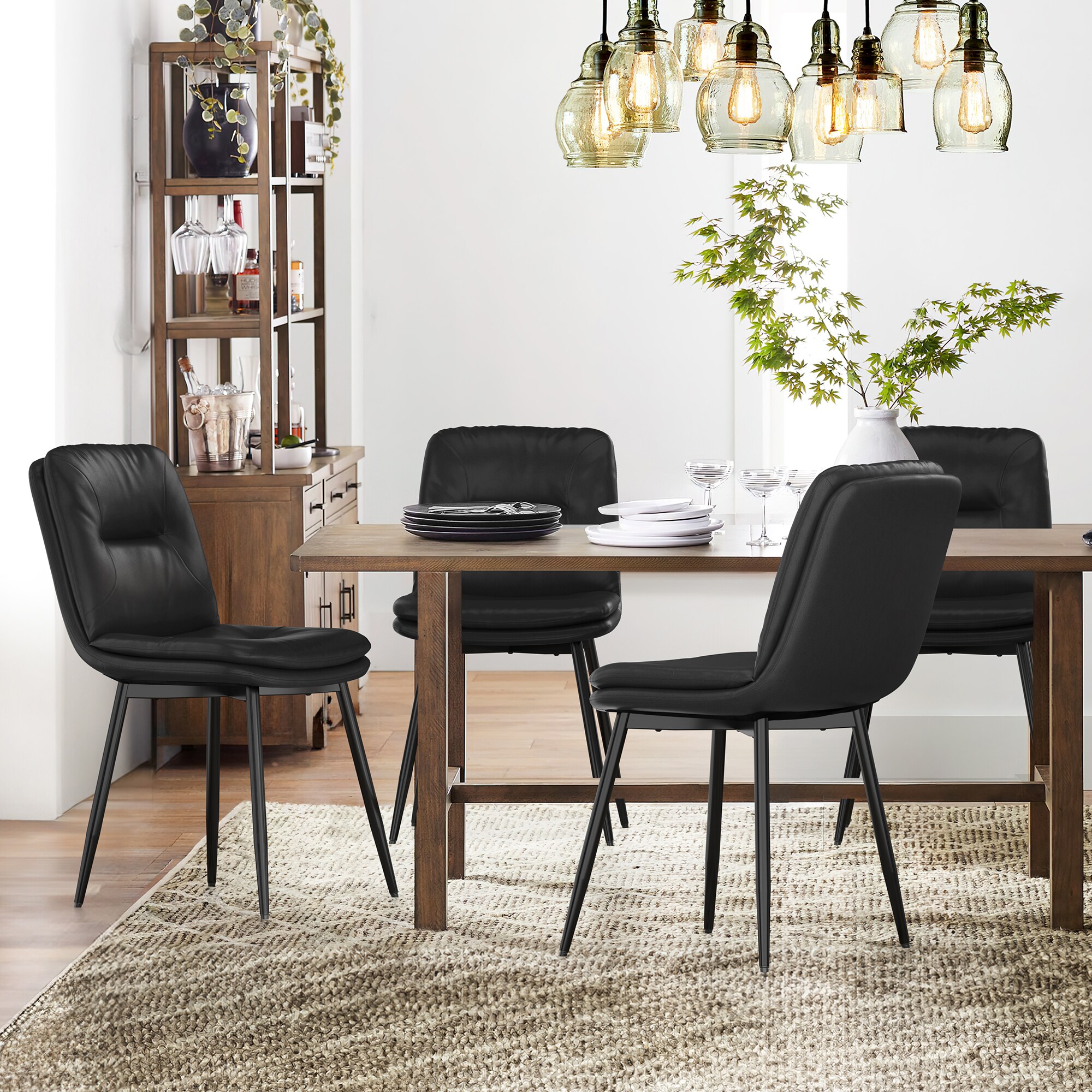 LUE BONA 4YC-010-03LS Set of 4 Contemporary/Modern Faux Leather Upholstered Dining Side Chair (Metal Frame)