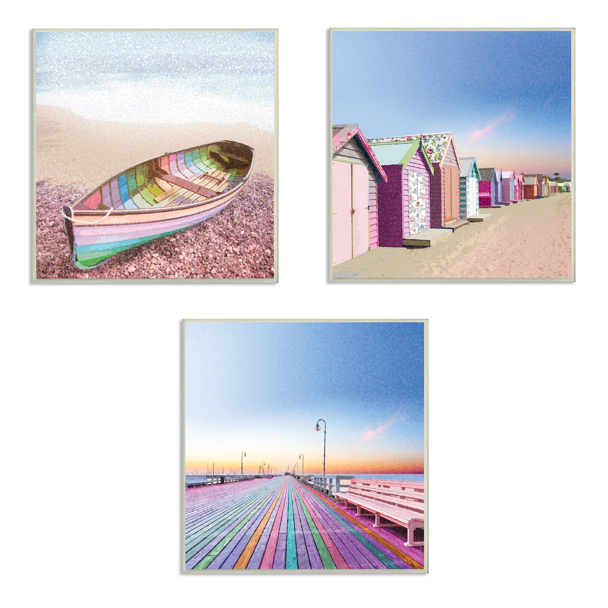 Stupell Industries Multi Color Pastel Wooden Row Boat A.V. Art 12-in H x  12-in W Coastal Print at