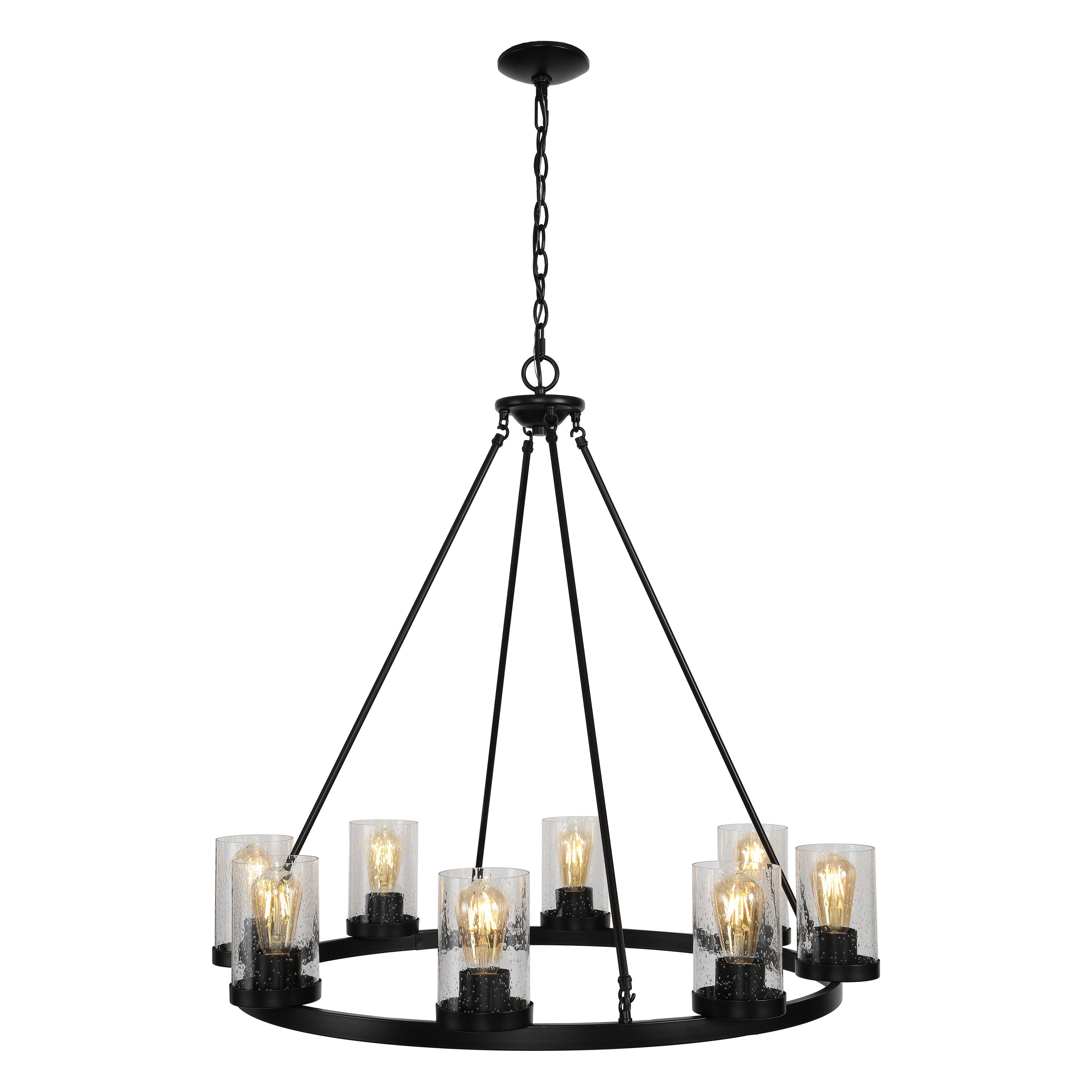Pablo Ring 33.5" Oil-Rubbed Bronze & Seeded Glass LED Chandelier