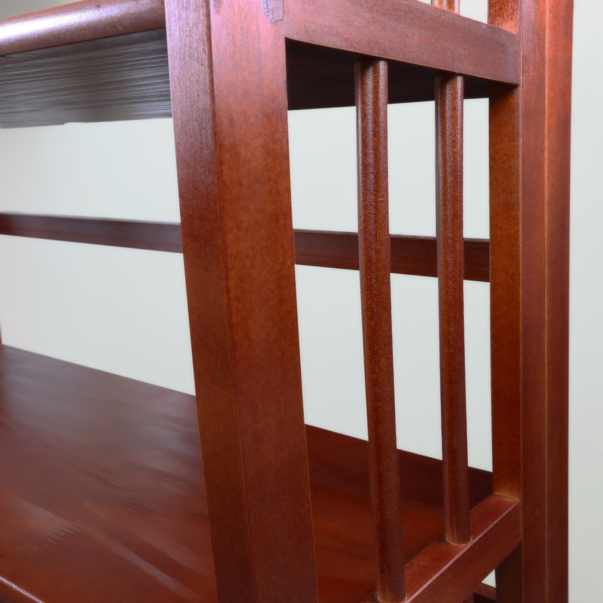 Walnut Finish 3-Shelf Solid Wood Stackable Folding Bookcase
