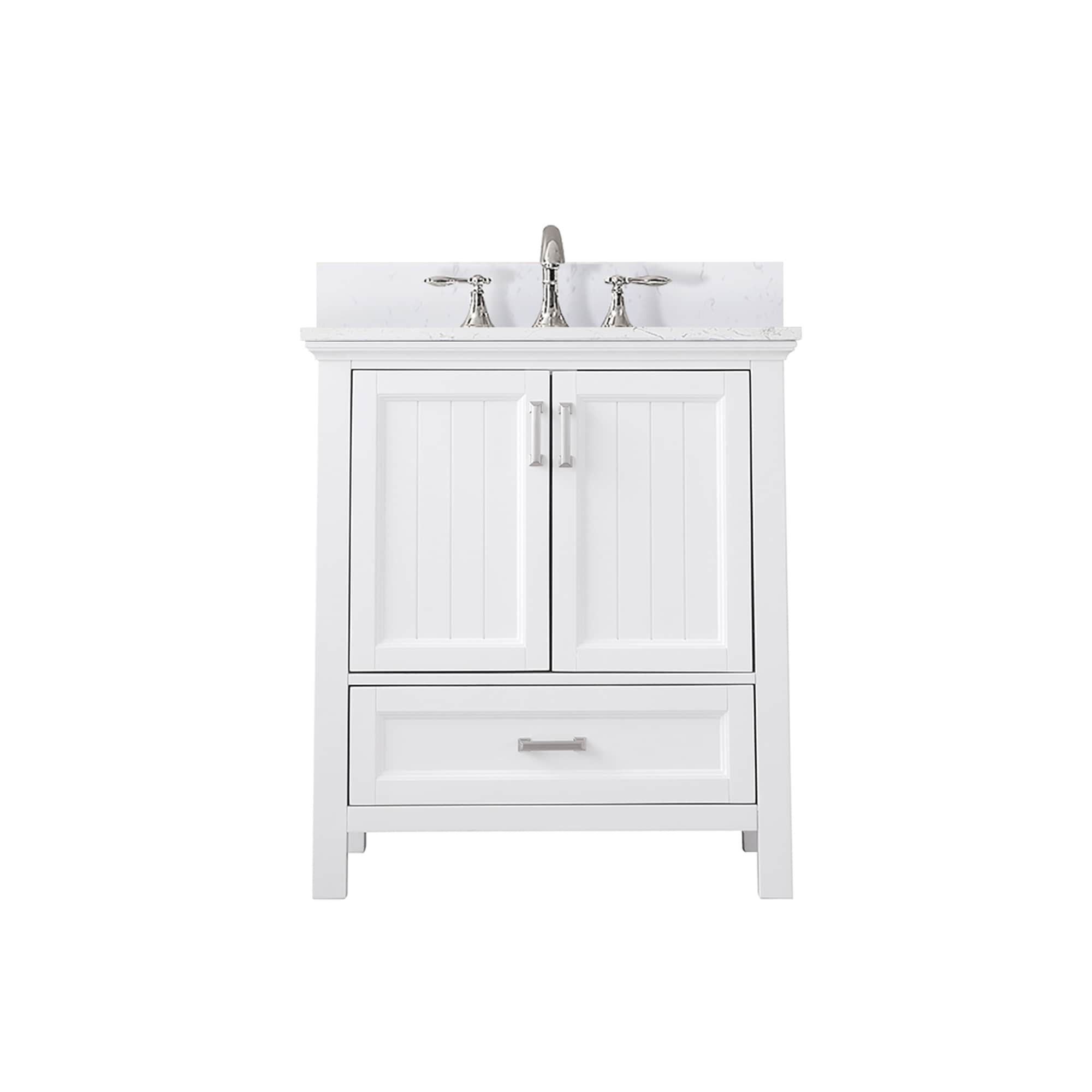 Isla 30" White Single Bathroom Vanity with Marble Countertop