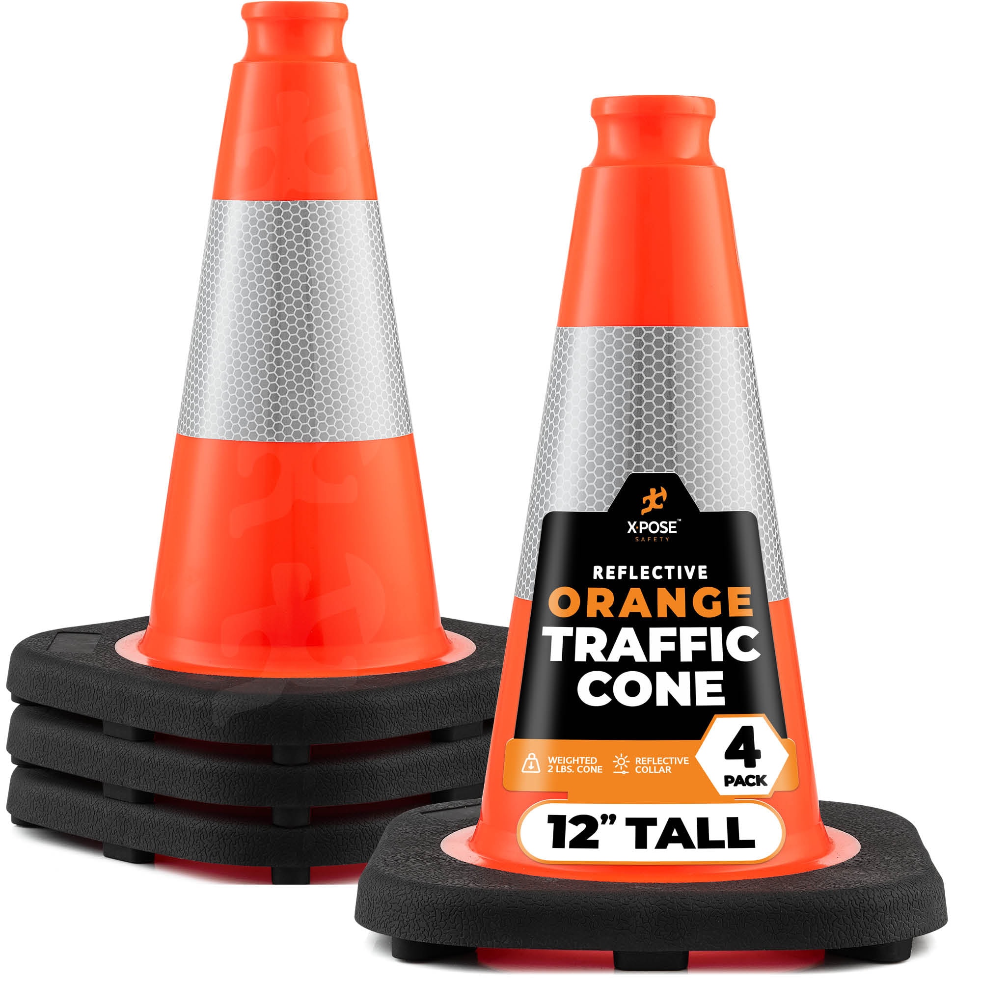XPOSE SAFETY OTC12-4-4-X-S 4 -Pack 30-in Orange Traffic safety cone
