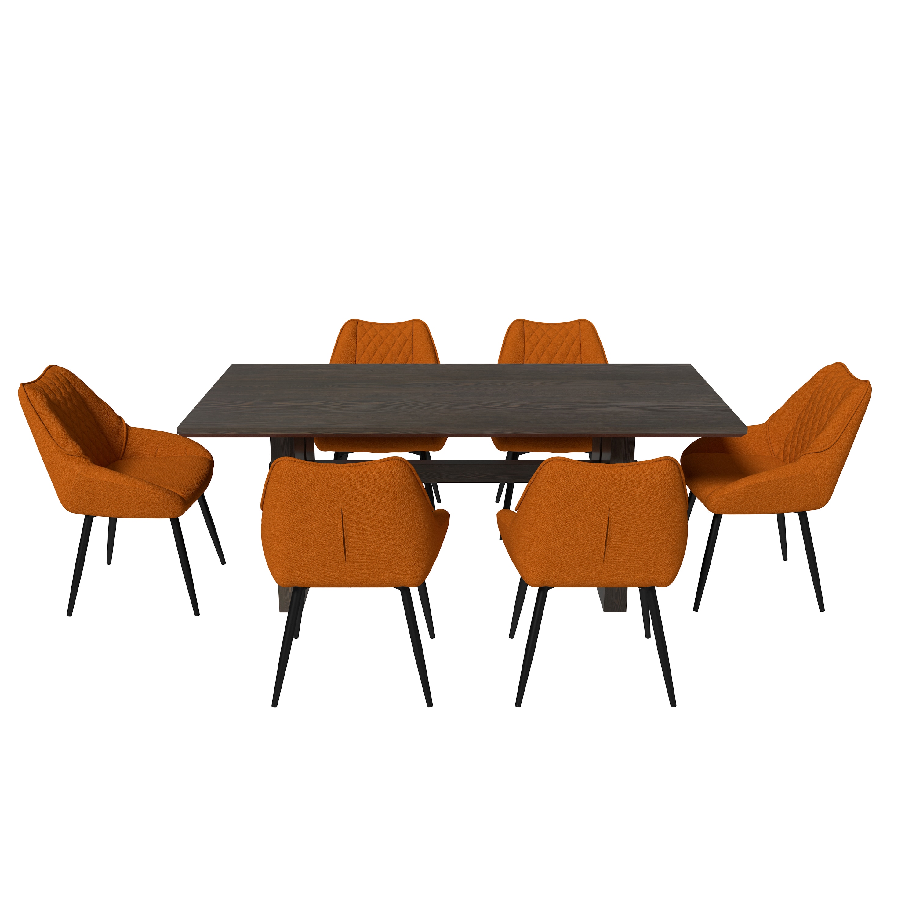 Clihome CL-172353YE Brown Chair/Dark Brown Table Contemporary/Modern Dining Room Set with Rectangular Table ( Seats 6 )