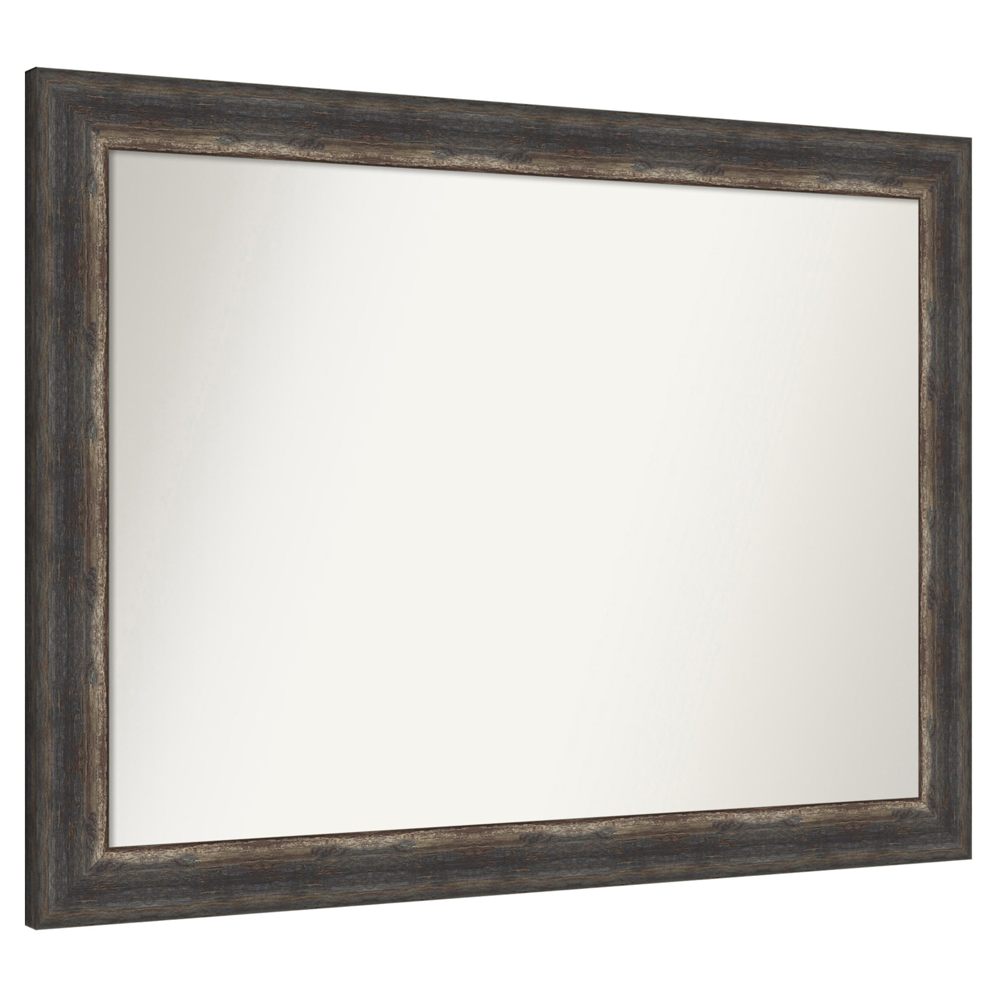 Amanti Art  Non-Beveled Mirror Bark Rustic Char Framed Wood Bathroom Wall Mirror 32.25 x 43.25 in.