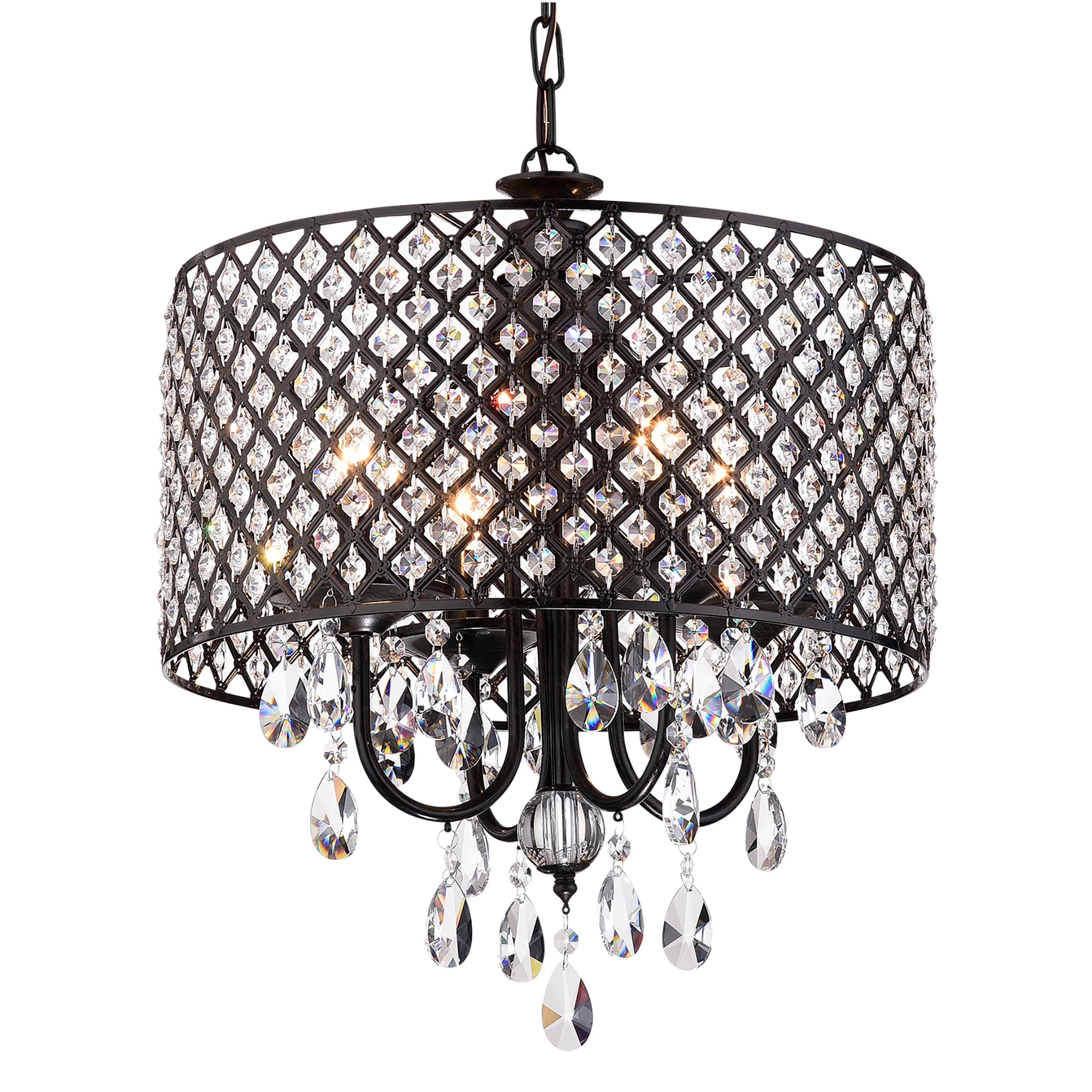 Edvivi EPG8015BK Marya 4 -Light Antique Black Glam Crystal For Use in Bedrooms, Dining Rooms, Foyers, Kitchens, Living Rooms Chandelier