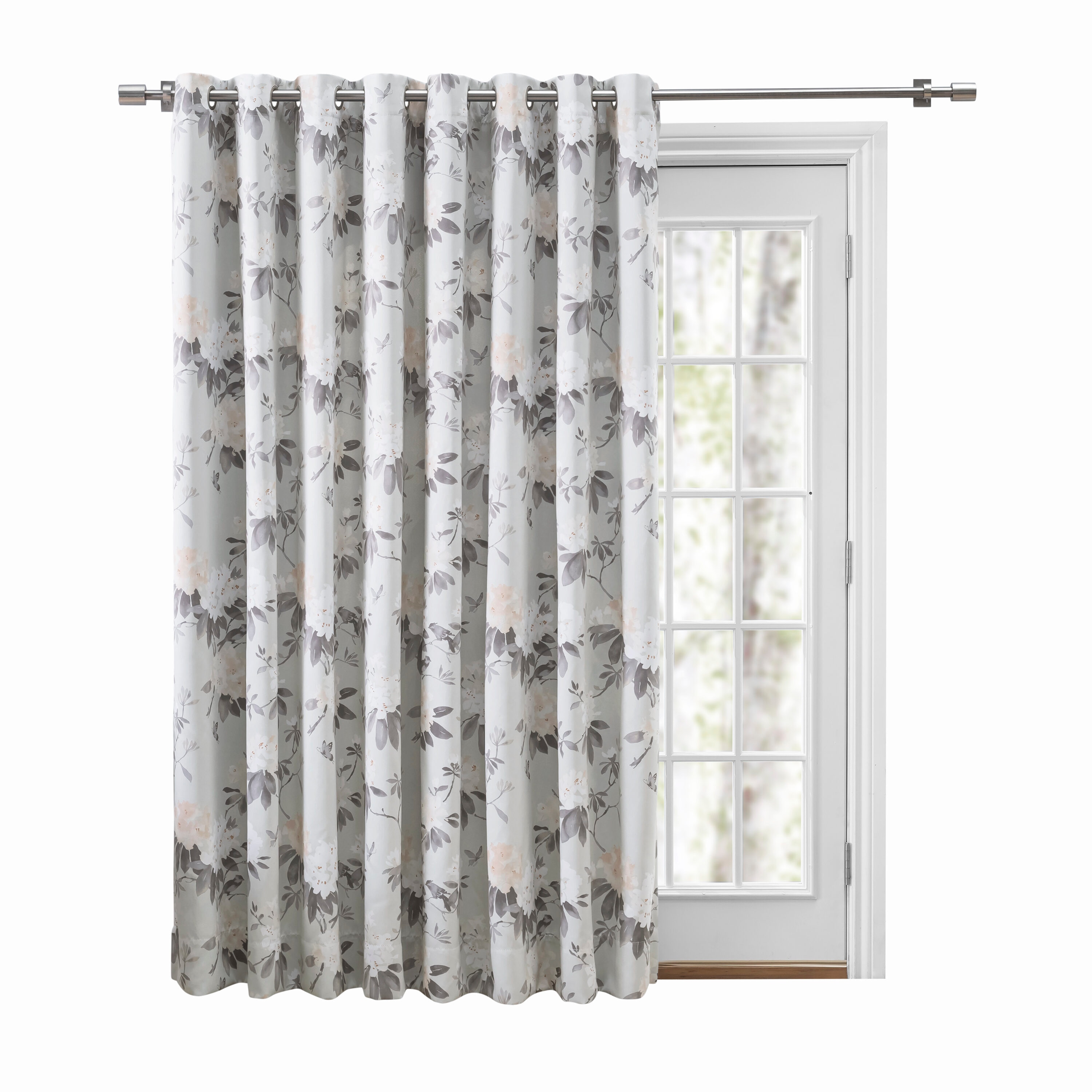 Ricardo Trading 02020-79-484-25 84-Inches Seafoam Floral Blackout Grommet Single curtain panel