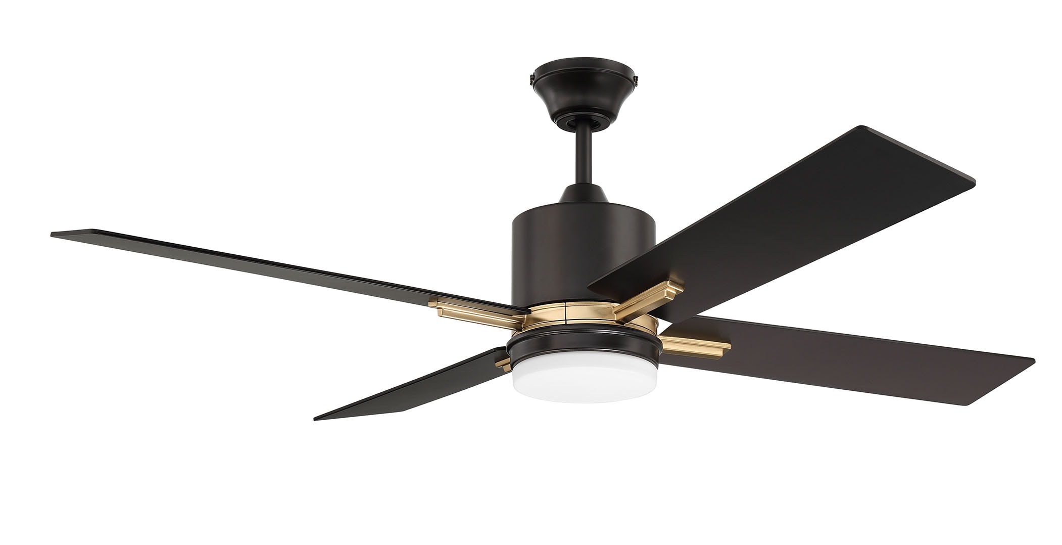 Craftmade TEA52FBSB4 Teana 52-in Integrated LED Downrod or Flush Mount Flat Black/Mesquite with Flat Black Blades Ceiling Fan With Light ( 4 -Blade )