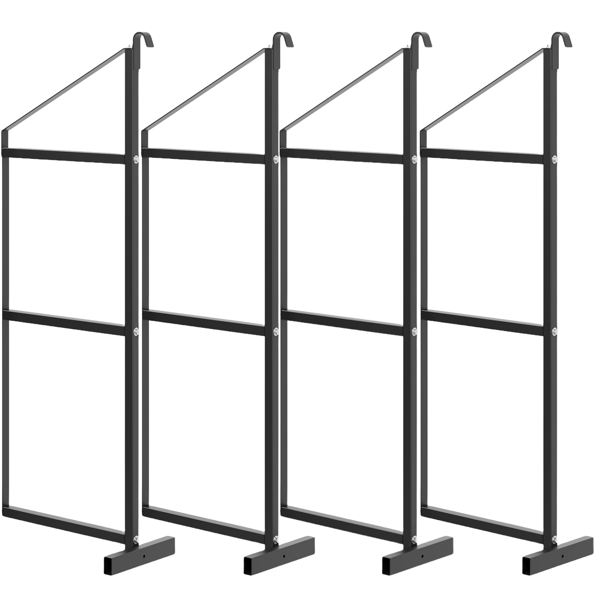 IdealHouse - 4-Pack 3-Tier Container Shelving Brackets-22in x 60in Black Steel Hanging Shelf Supp...