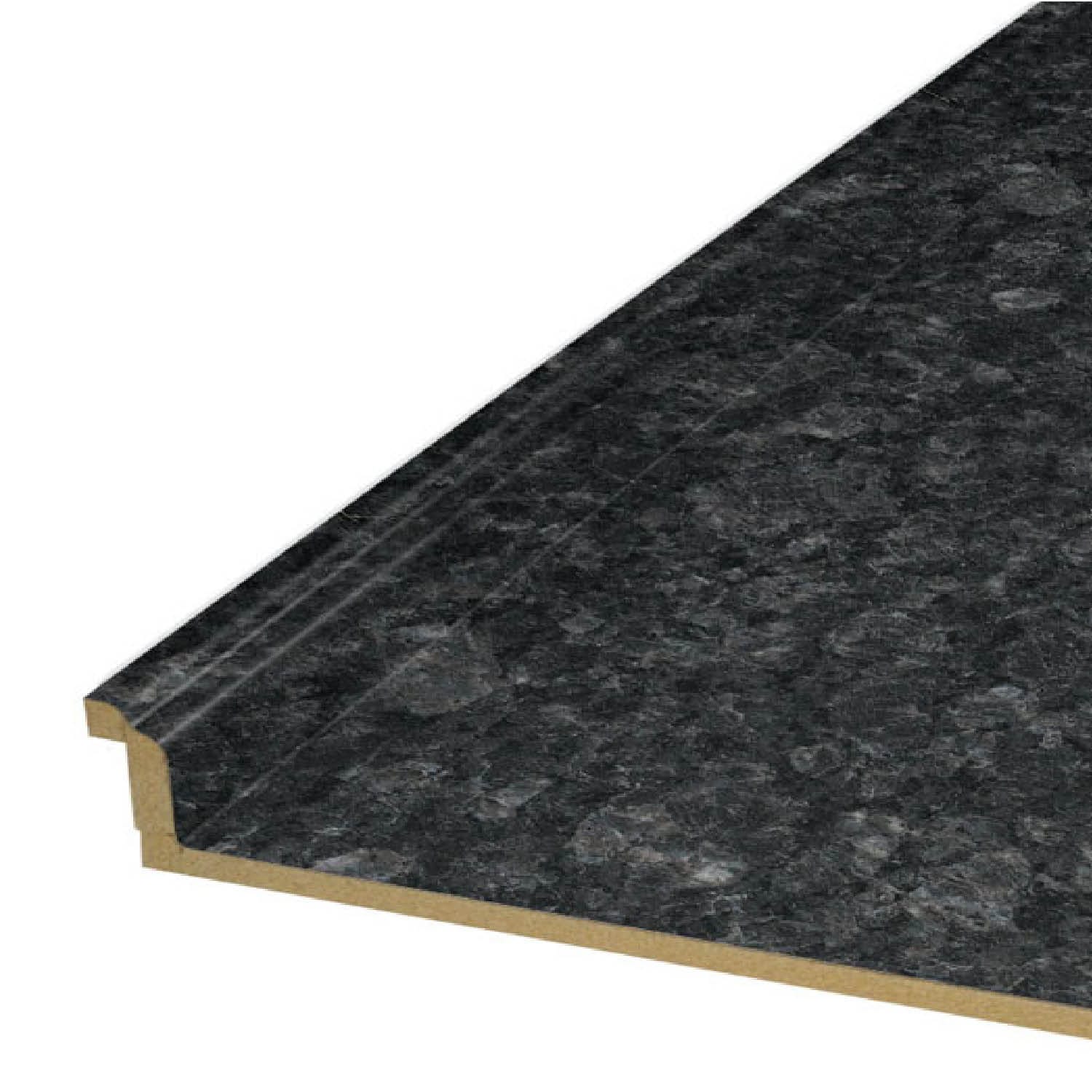 VT Dimensions 111358010696280-46 6-ft x 25.5-in x 3.75-in Midnight Stone, Etchings Right-Hand Miter-Cut Laminate Countertop with Integrated Backsplash