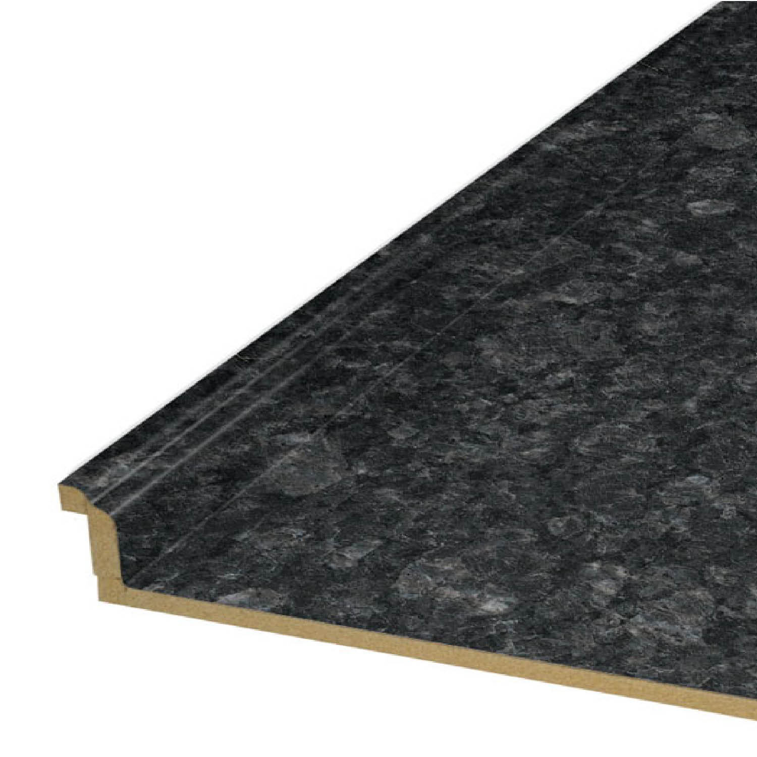 VT Dimensions 10-ft x 25.5-in x 3.75-in Midnight Stone, Etchings Right-Hand Miter-Cut Laminate Countertop with Integrated Backsplash