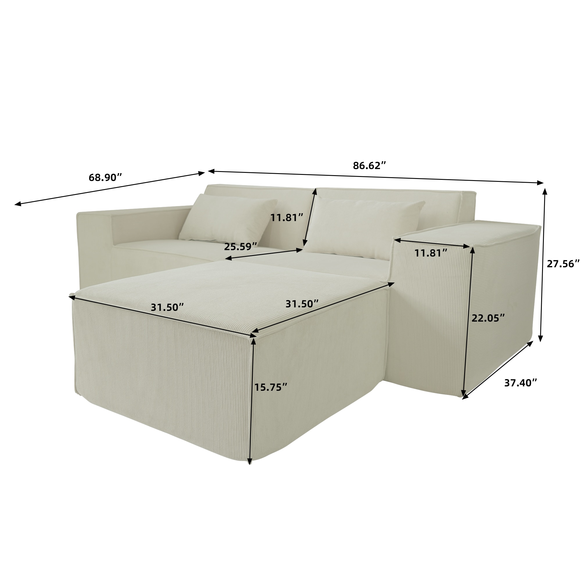 BuotiqHom DH-SF2+1-130BE Sofas-Loveseats - View #3