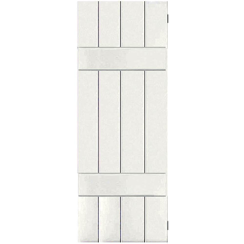 Ekena Millwork RWB15X058WHM 15-in W x 58-in H White Paintable/Stainable Board and batten Wood Exterior Shutters ( 2 -Pack )