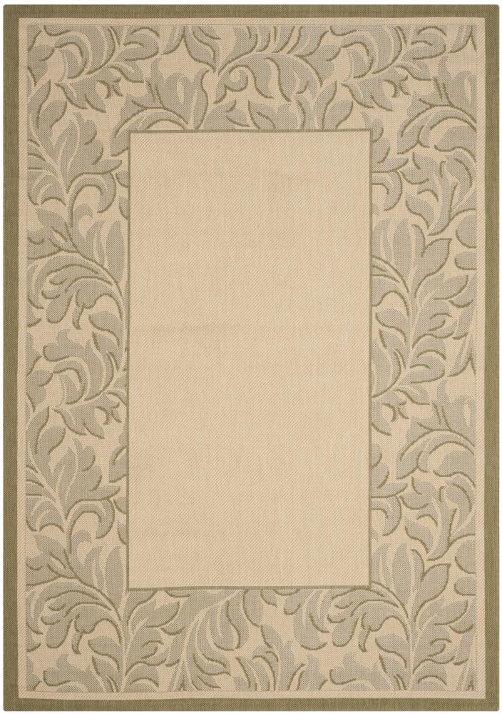 Safavieh CY2666-1E01-6 Courtyard Mystic Borders 7 x 10 (ft) Loomed Polypropylene Natural/Olive Rectangular Indoor/Outdoor Border Area rug