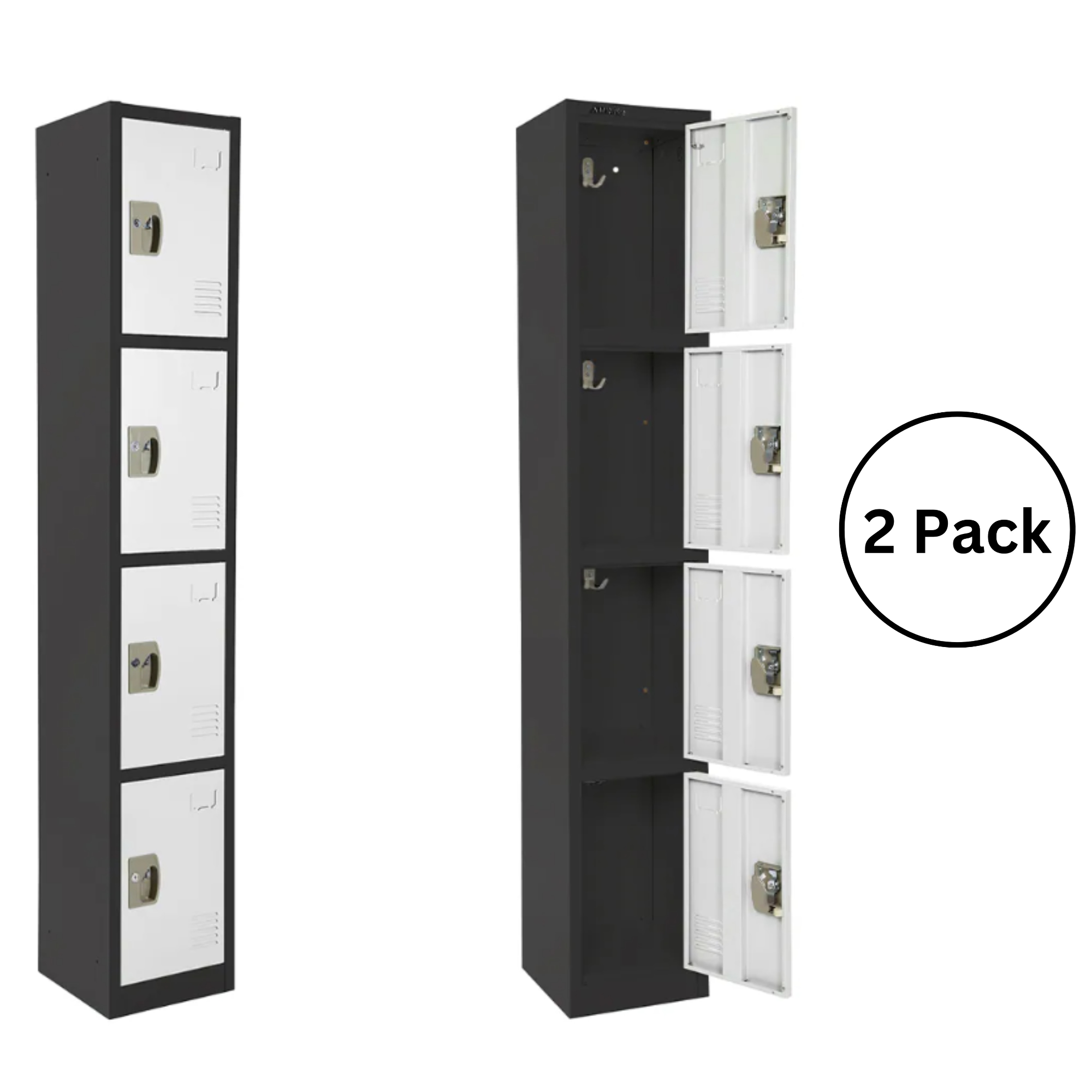 AdirOffice 629-204-B-W-PKG-2 629 Series Set of 2 12-in W x 72-in H x 12-in D Steel Full Storage Lockers